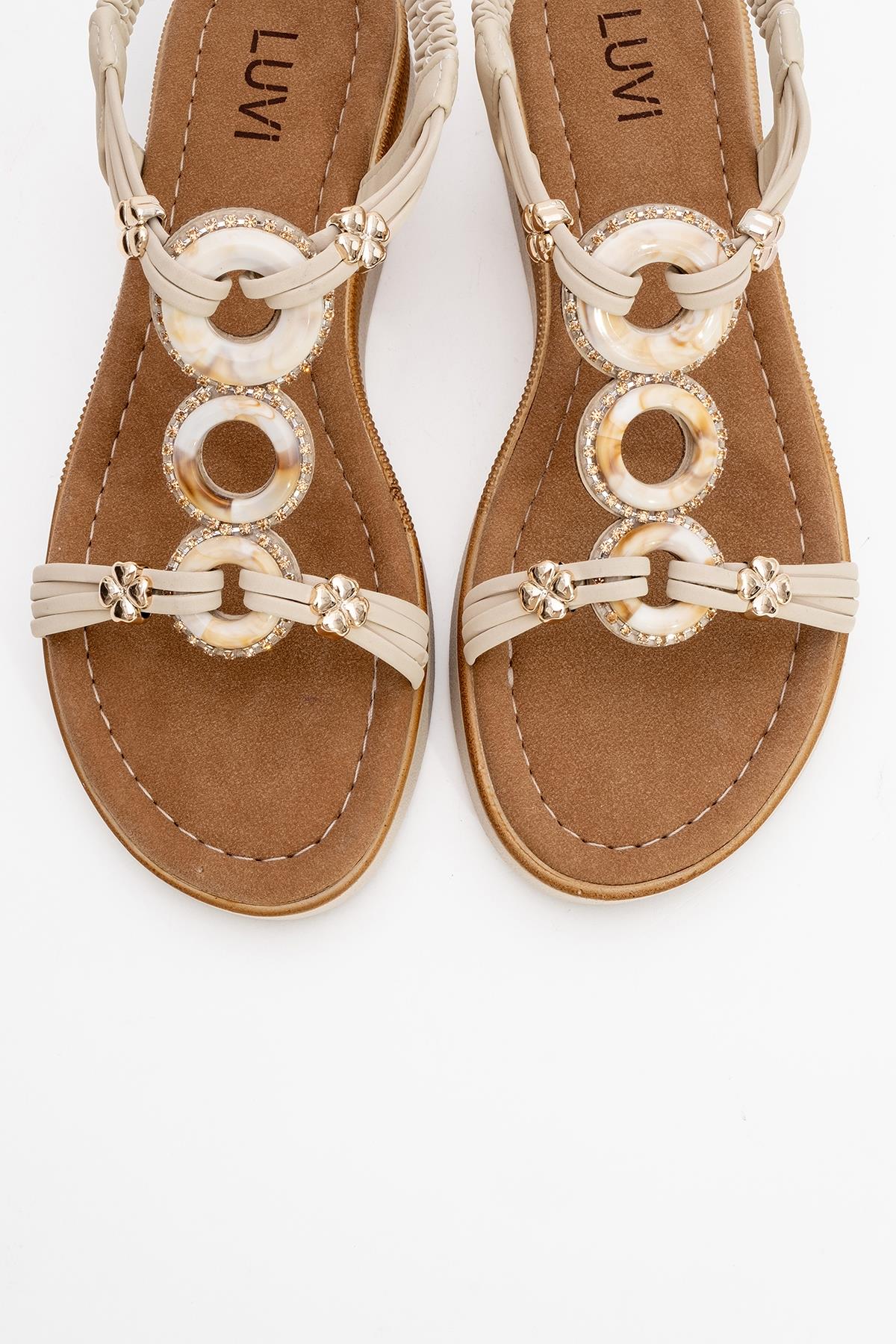 JUNES Beige Buckle-Embellished Flat Sandal (Women) - Image 2
