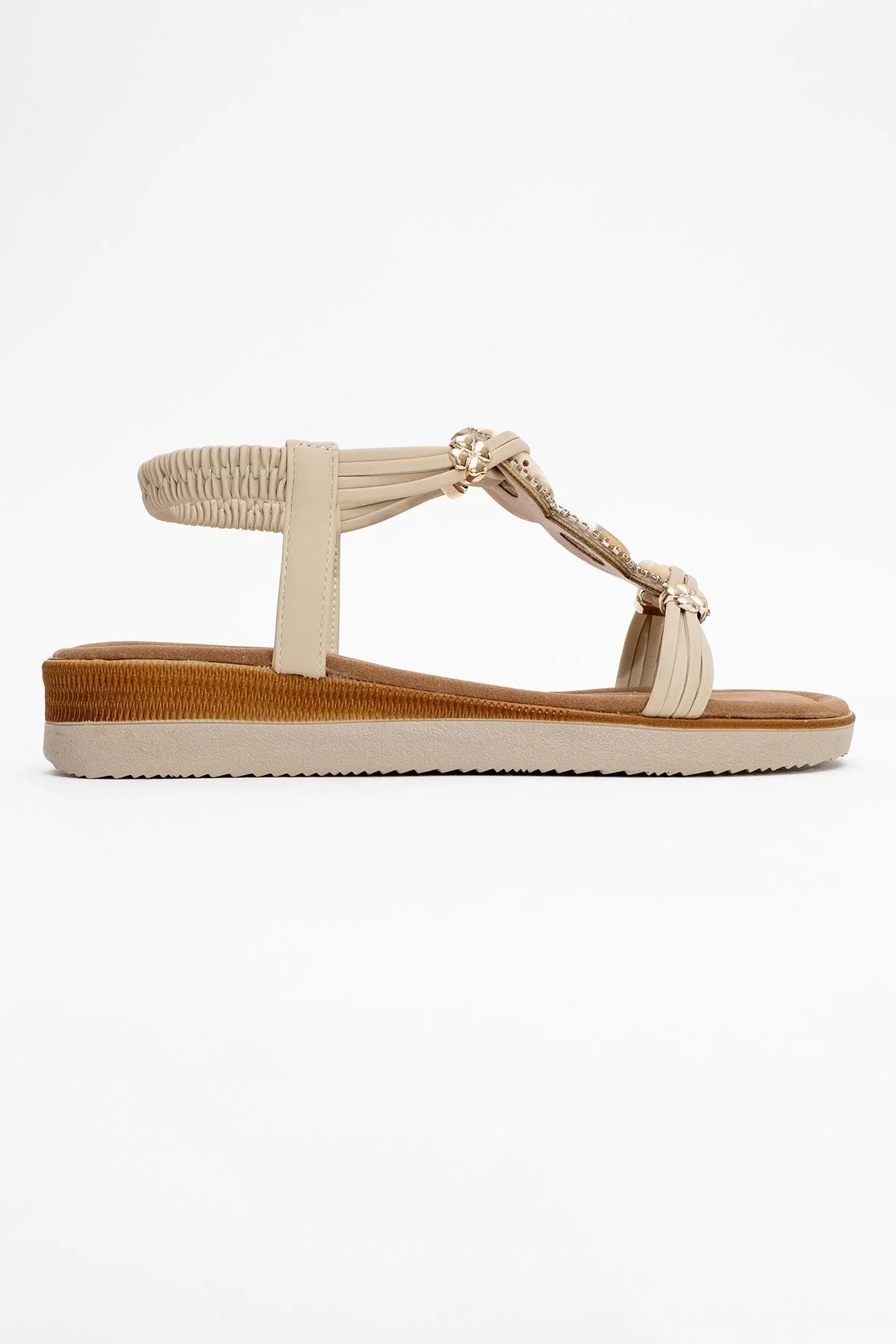 JUNES Beige Buckle-Embellished Flat Sandal (Women) - Image 6