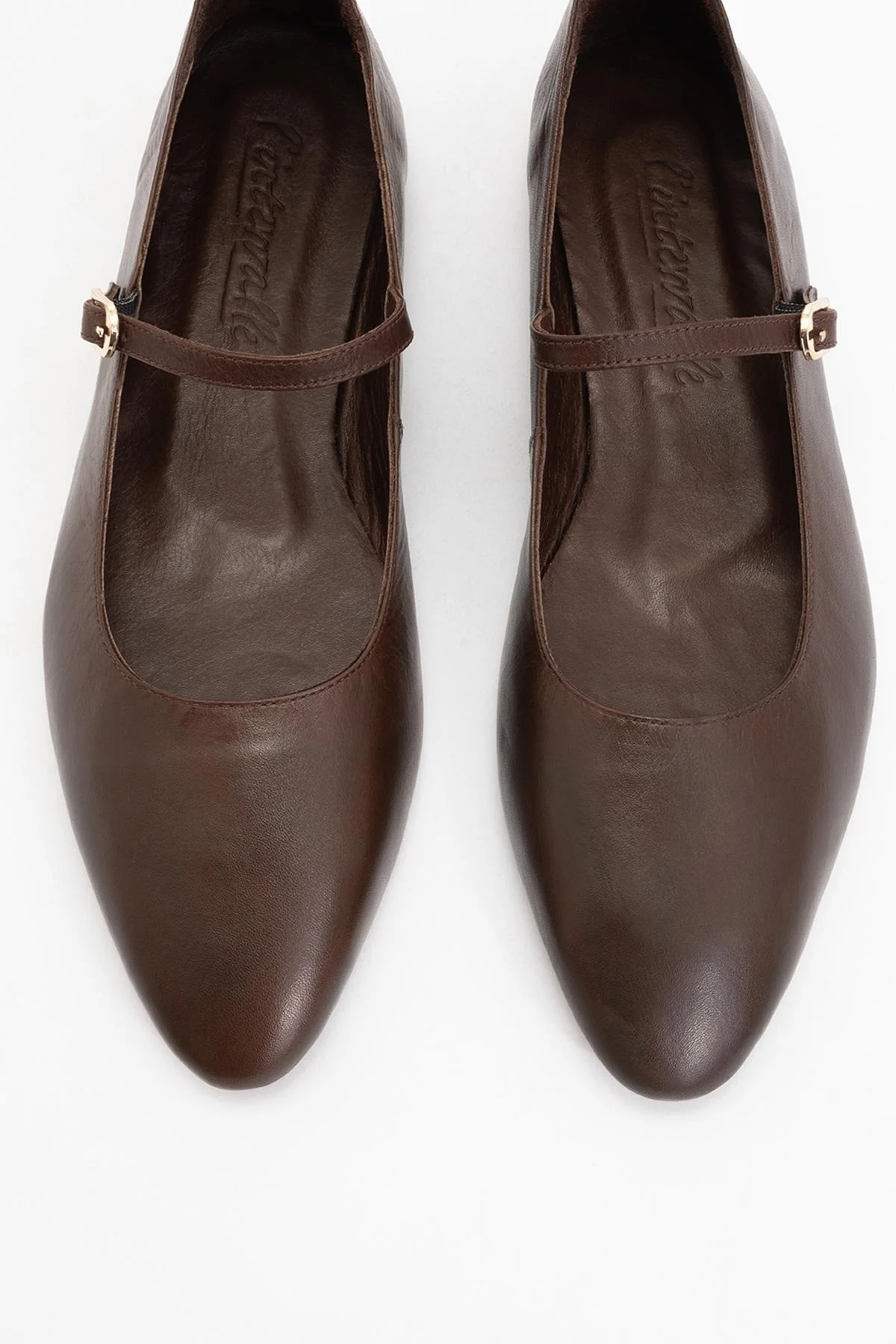 Lara - Brown Leather Mary Jane Flats - Image 2