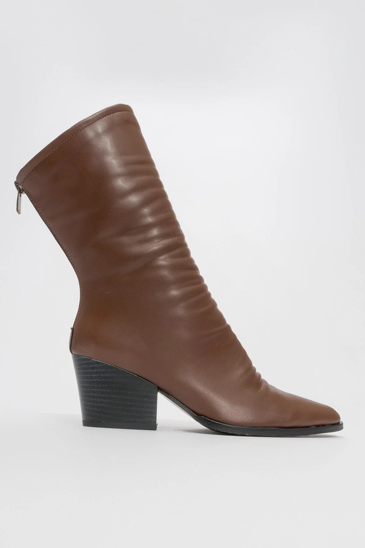 Laval - Cognac Back-Zip Chunky Heel Boot (Women) - Image 4