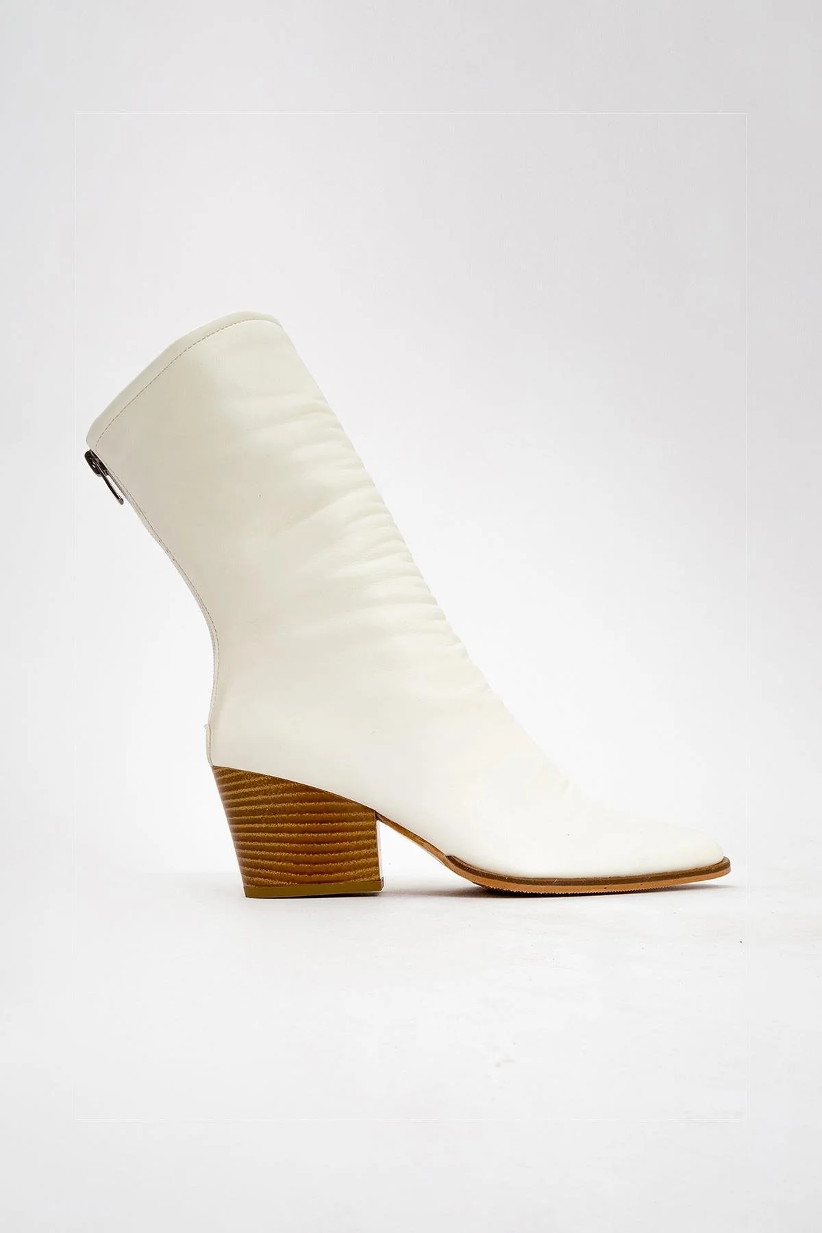 Laval - White Back-Zip Block Heel Boot (Women) - Image 5