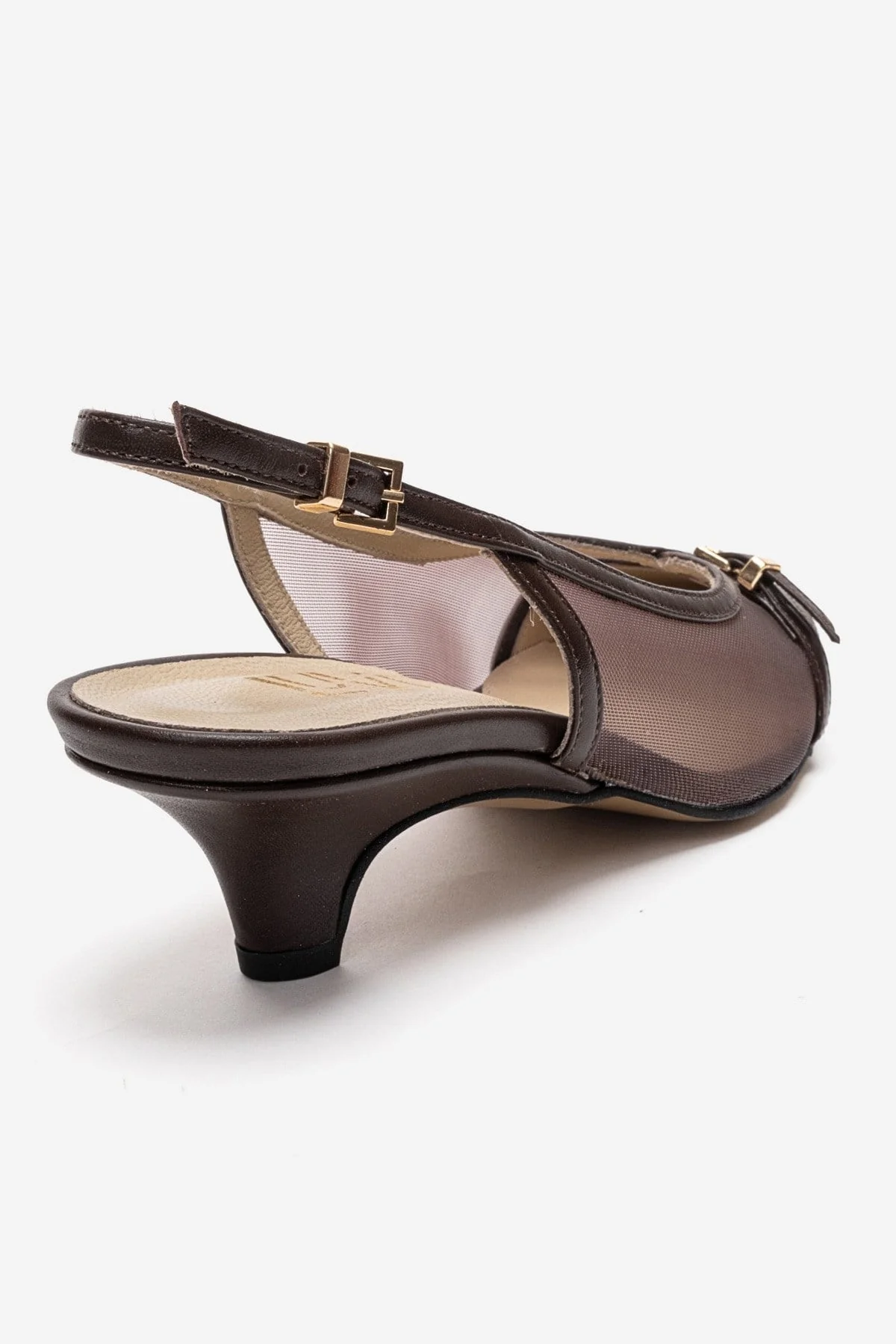 LAVIERA - Cognac Genuine Leather Slingback Low Heel Pump (Women) - Image 5