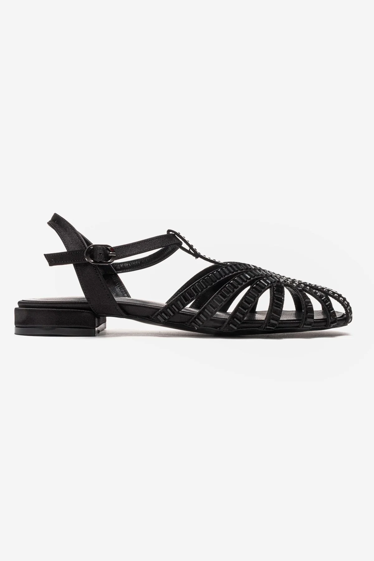 LAVINA - Black Satin Embellished Sandal (Women) - Image 4