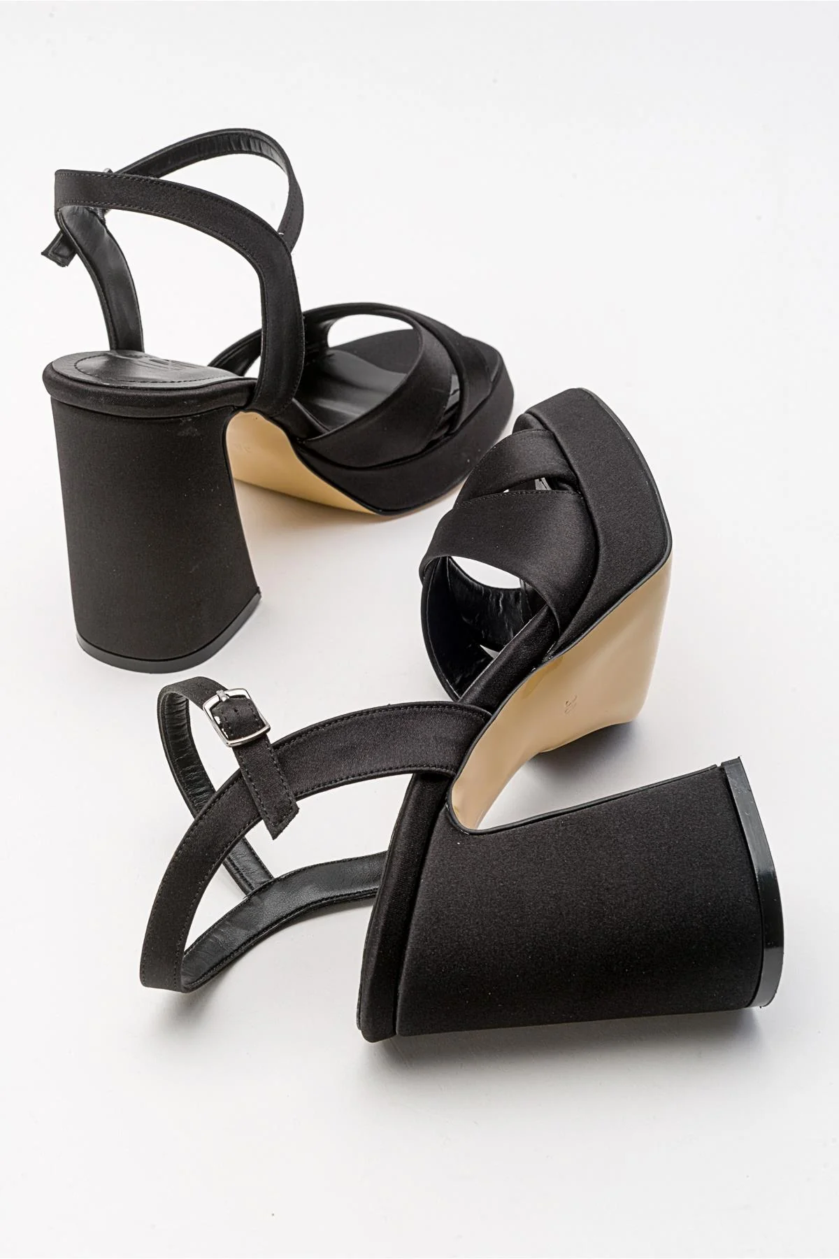 Lello - Black Satin Platform Heel Shoe (Women) - Image 4