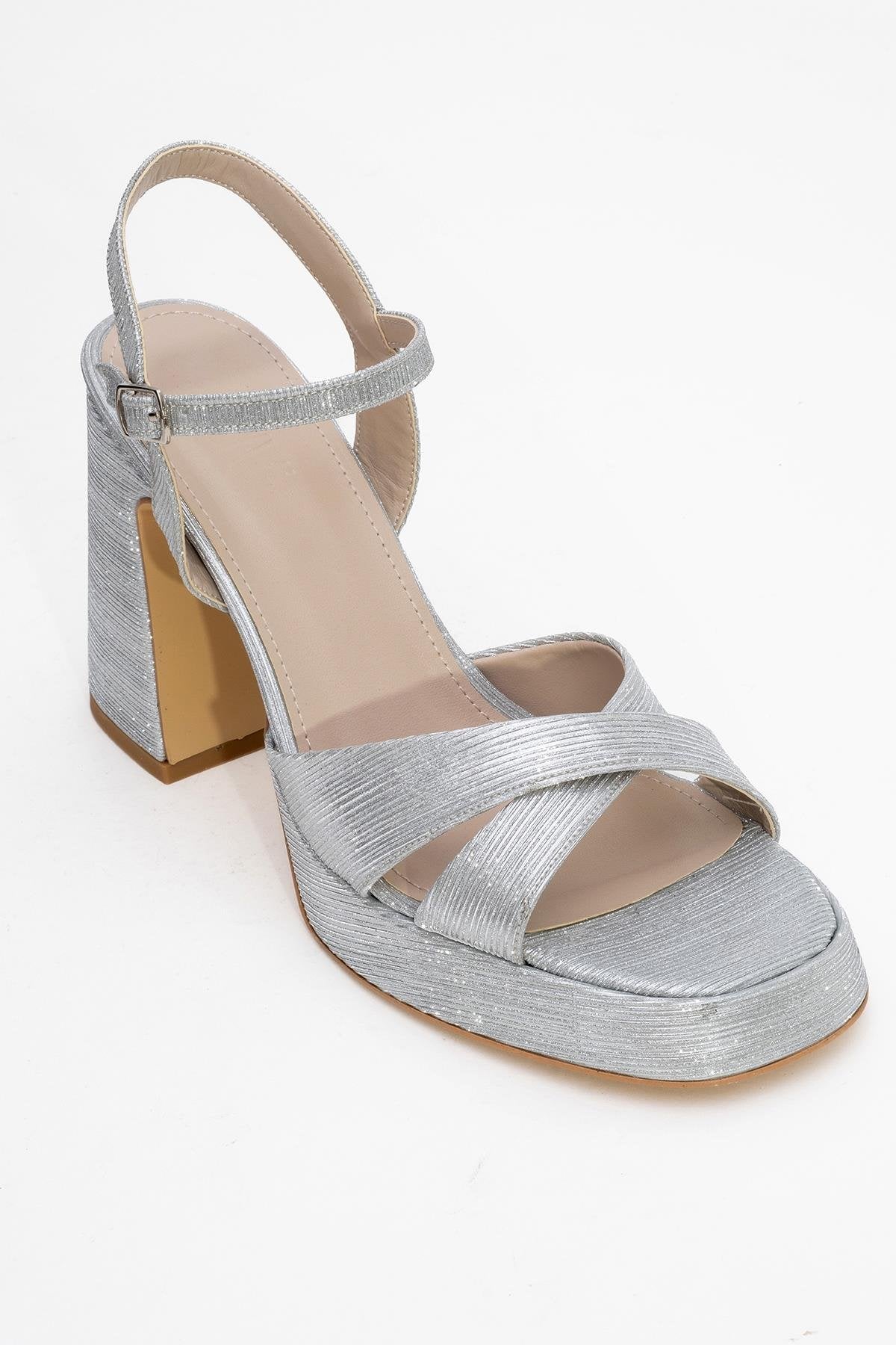Lello - Silver Striped Platform Heel Shoe (Women) - Image 3