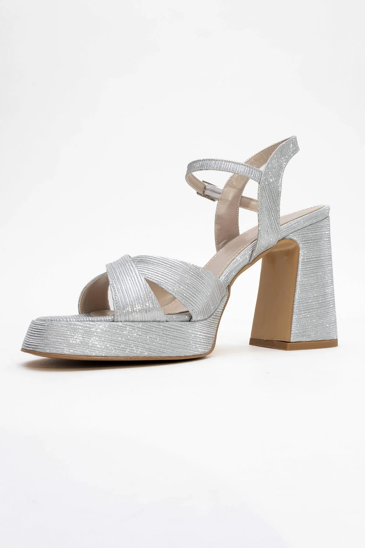 Lello - Silver Striped Platform Heel Shoe (Women) - Image 4