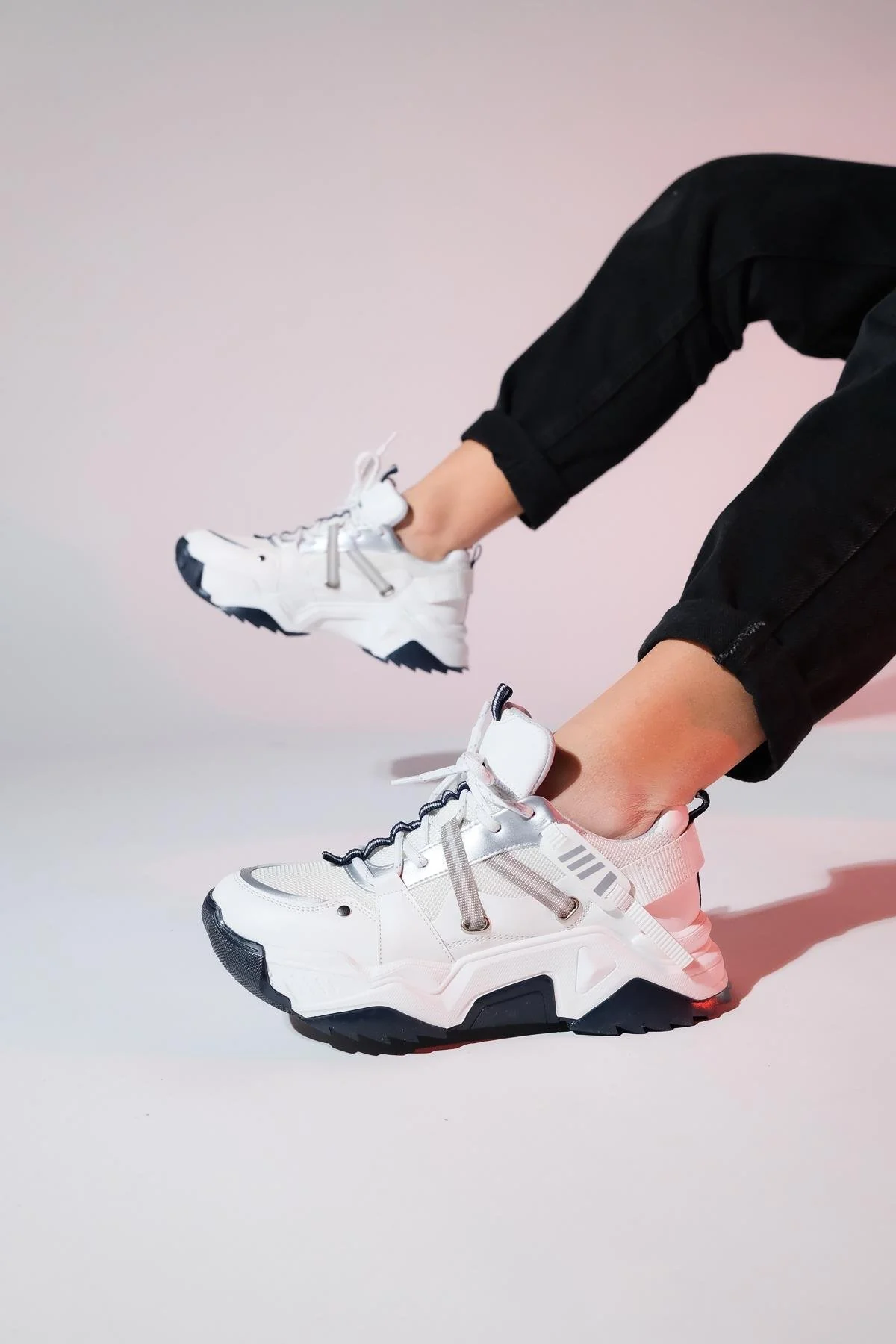 Maggie - White-Navy Sport Sneaker (Women) - Image 5