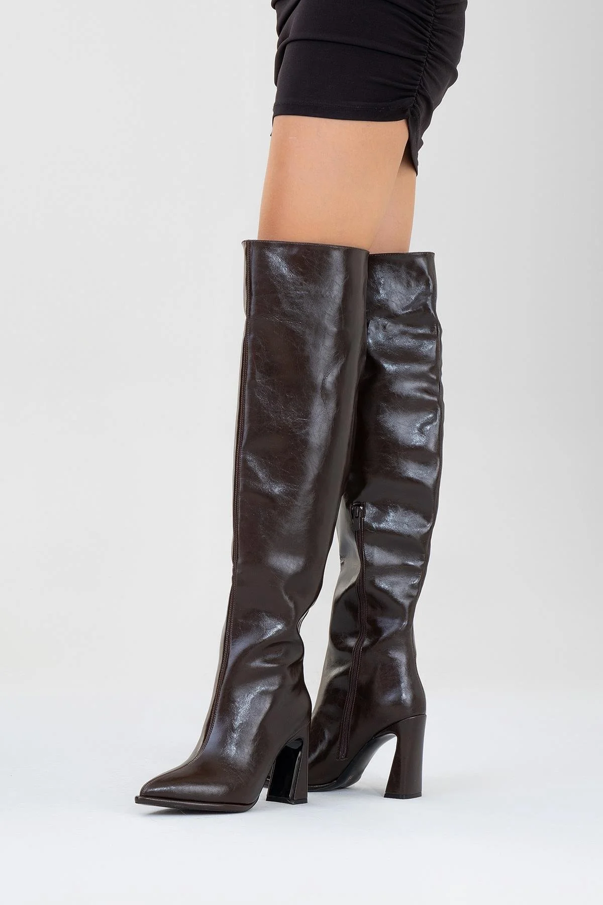 Lepa - Brown Chunky Heel Over-The-Knee Boot (Women) - Image 7