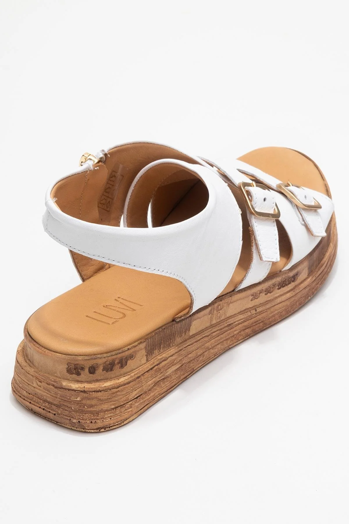 Levine White Leather Buckled Side-Zip Sandal (Women) - Image 5