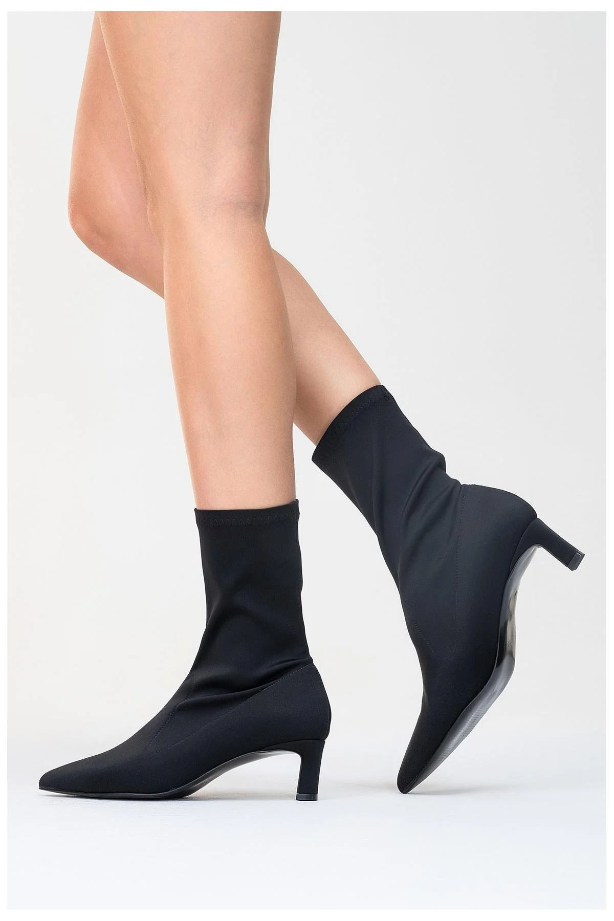 Lewin Black Stretch Pointed Toe Stiletto Boot (Women) - Image 8