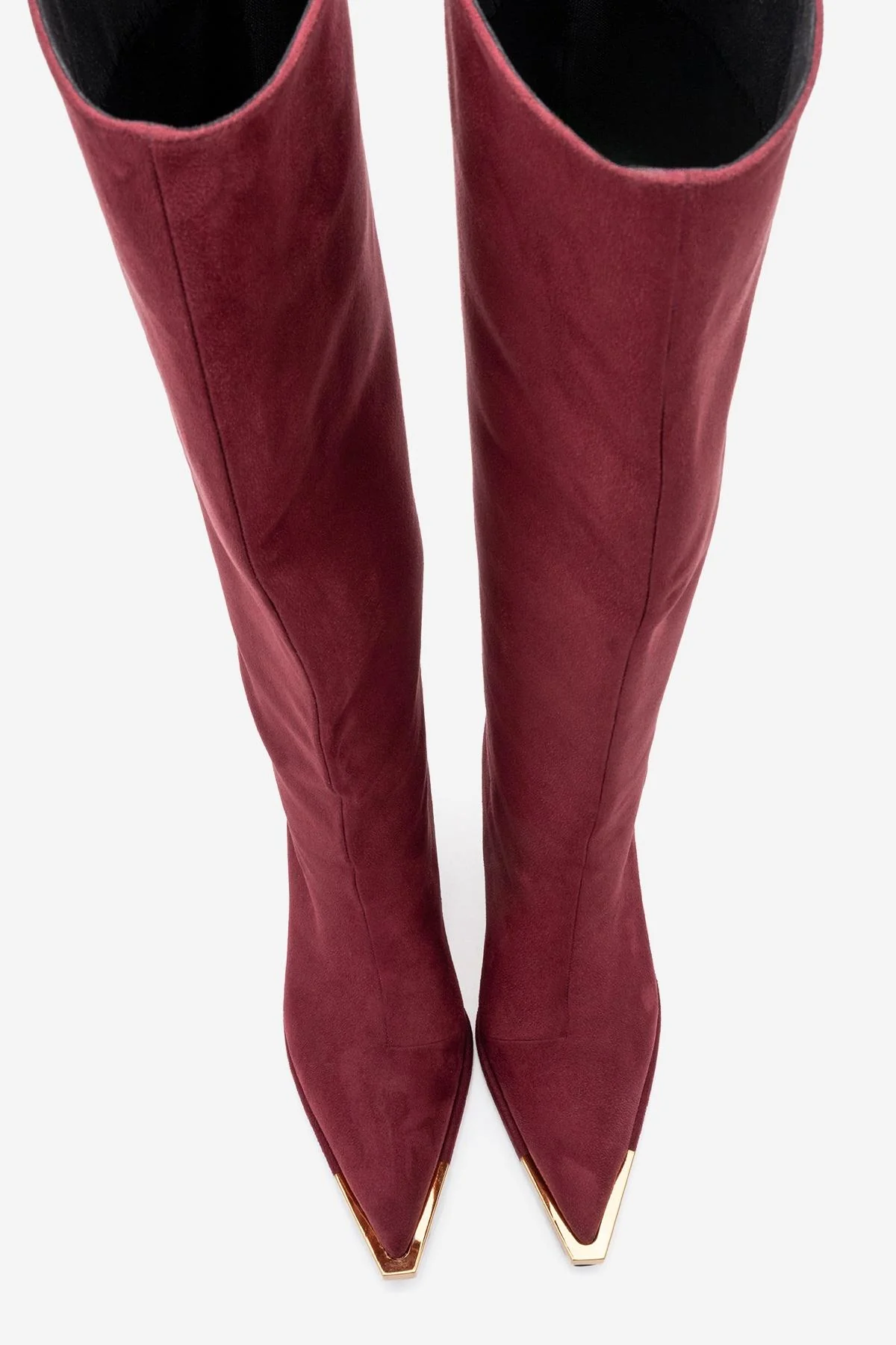 Lexa - Burgundy Gold-Detail Pointed Toe Knee-High Boot (Women) - Image 2