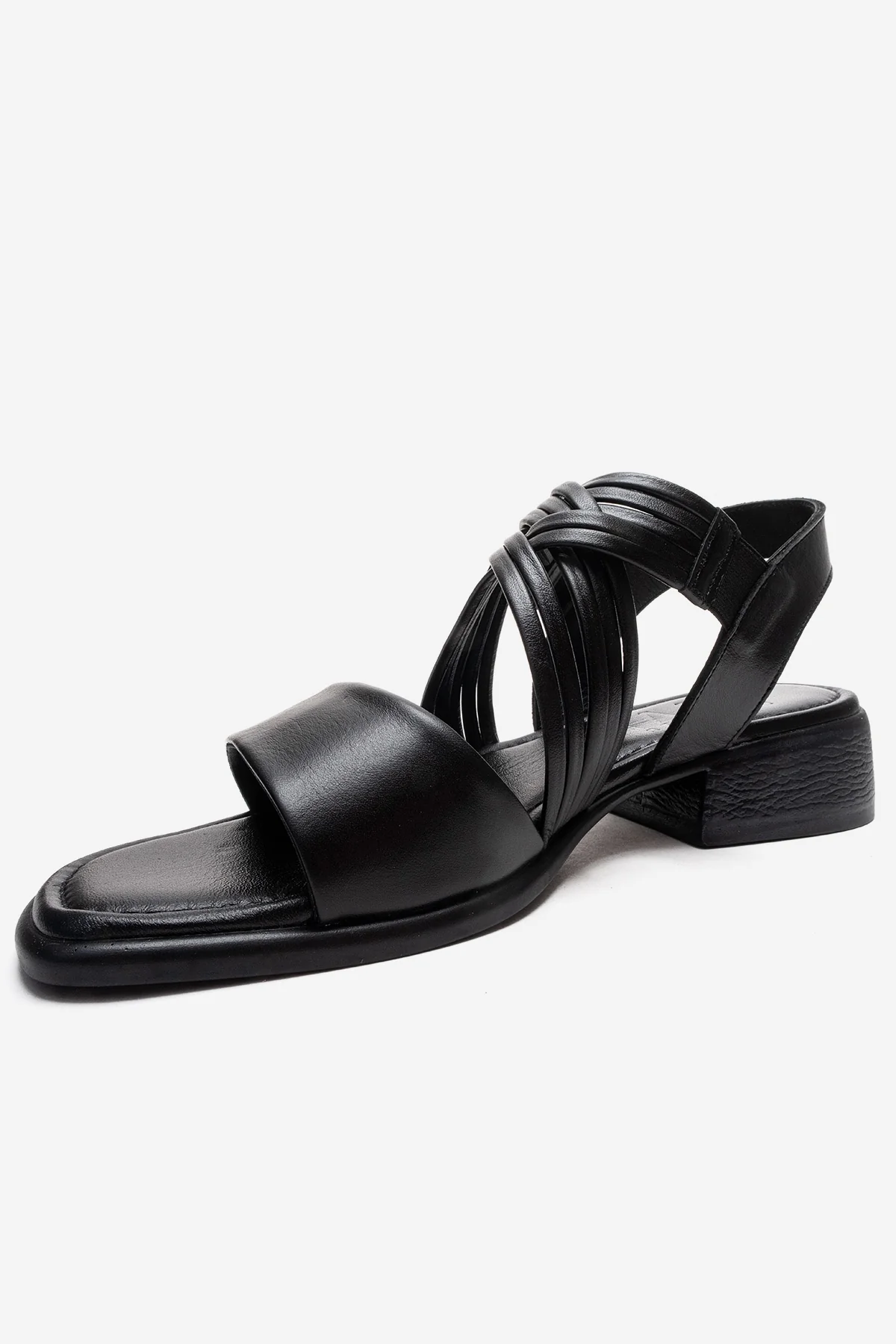LIVELLO - Black Genuine Leather Multi-Strap Sandal (Women) - Image 6