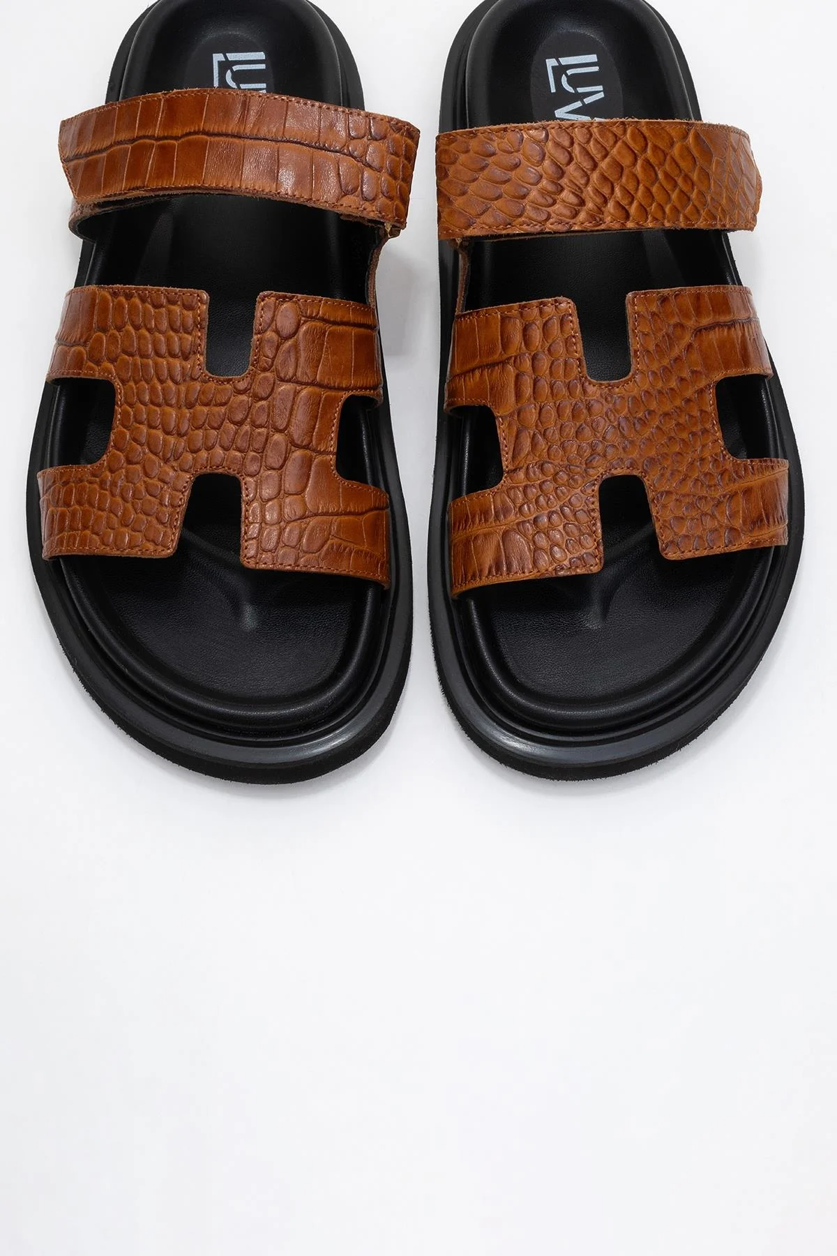 Loana Cognac Brown Leather Slide Sandal (Women) - Image 2