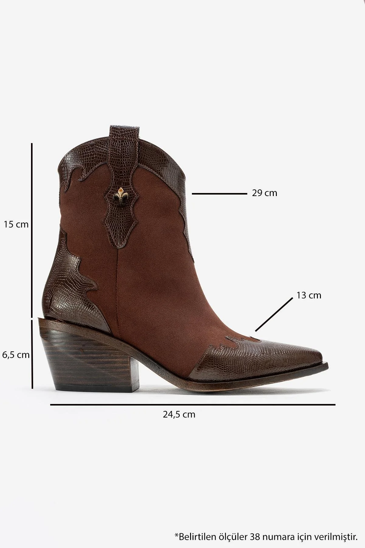 Loel - Brown Suede Patterned Chunky Western Boot (Women) - Image 6