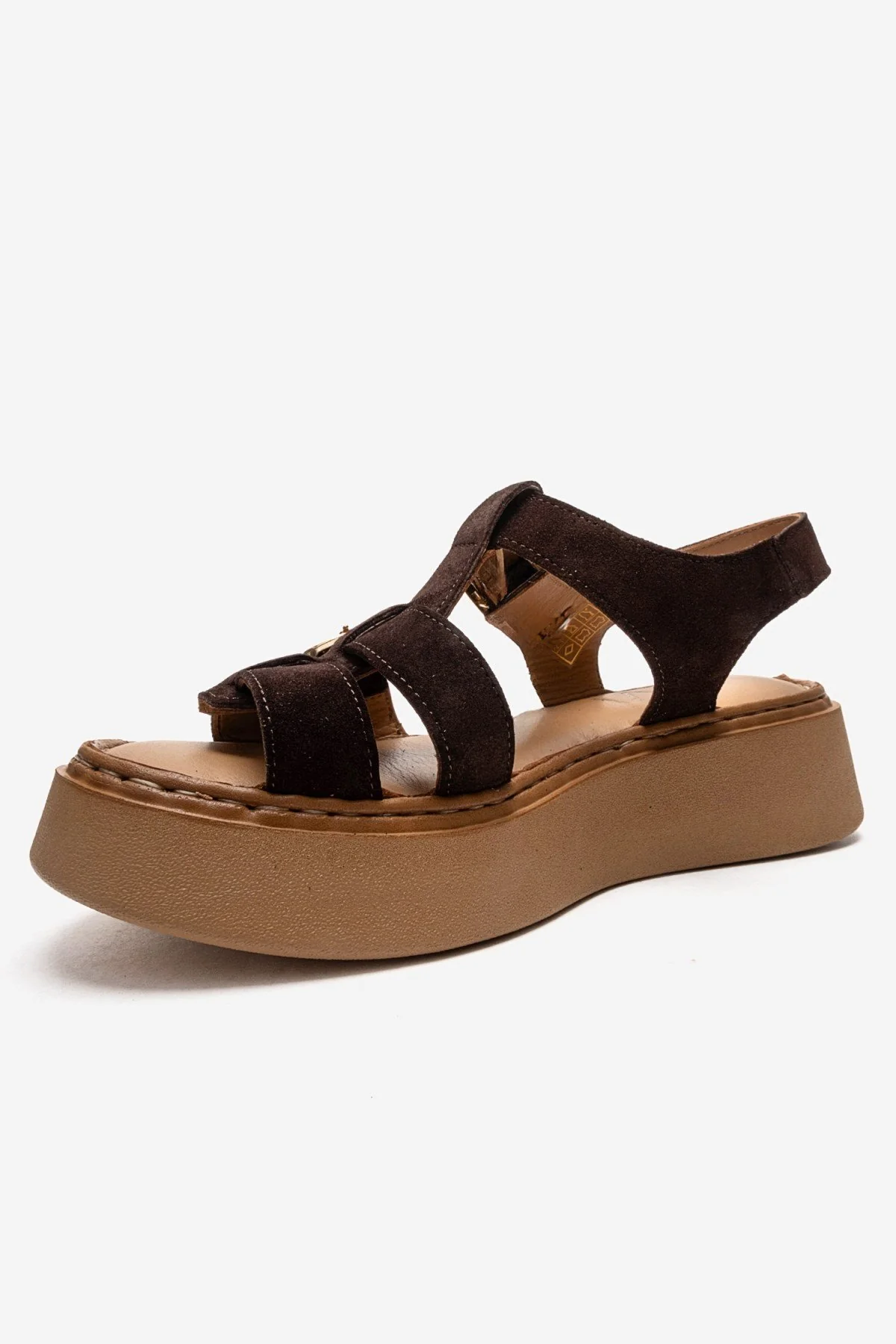 LOIN - Brown Genuine Suede Leather Buckled Sandal (Women) - Image 6