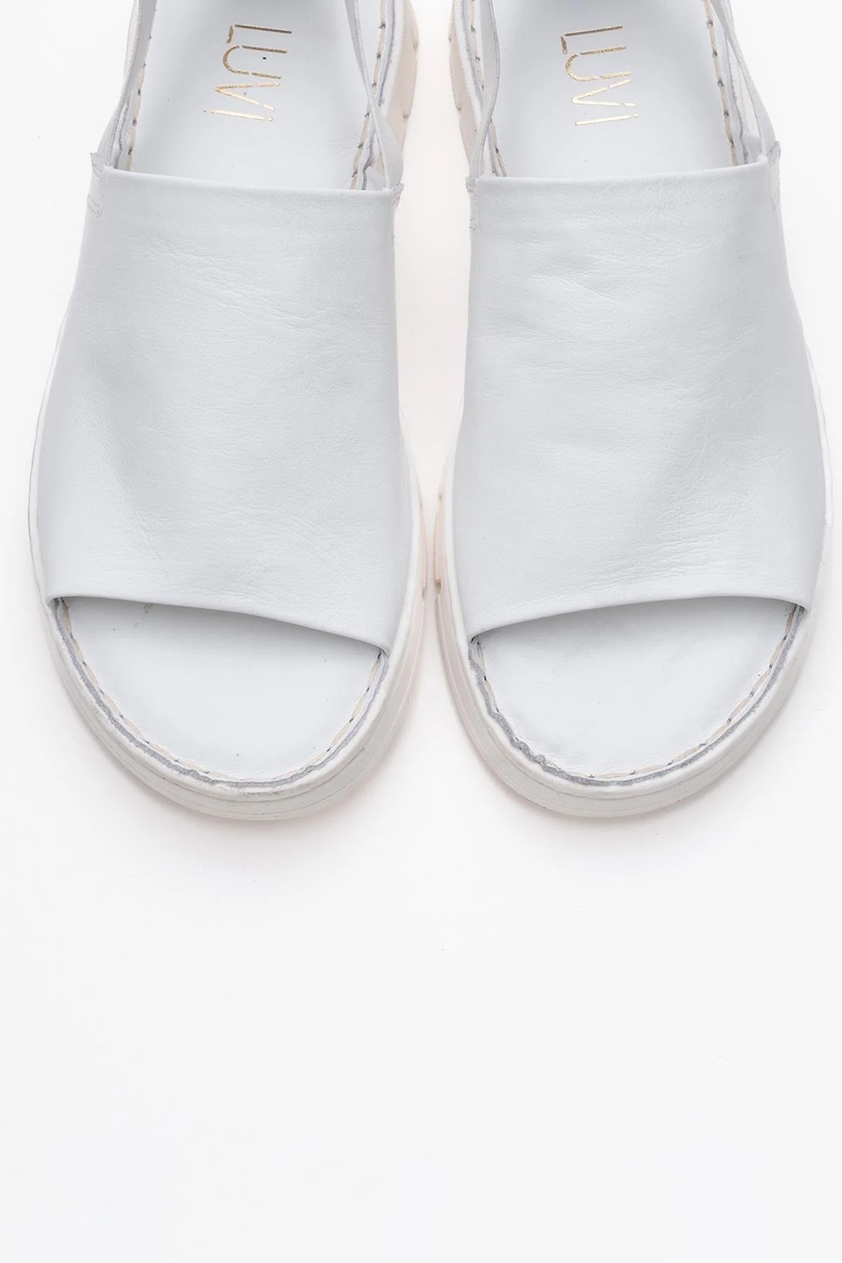 Londoi - White Elastic Strap Leather Sandal (Women) - Image 2