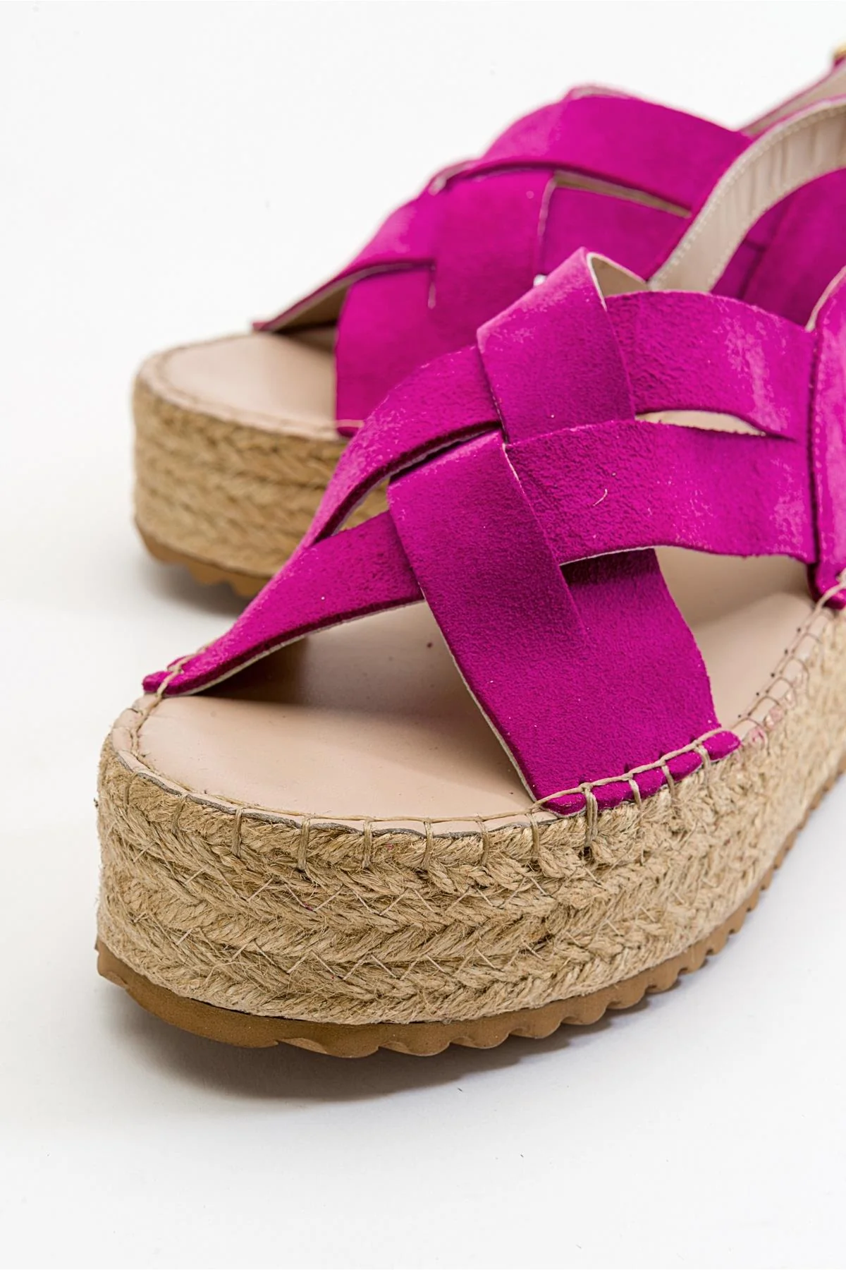 Lontano - Fuchsia Suede Leather Platform Sandal (Women) - Image 5