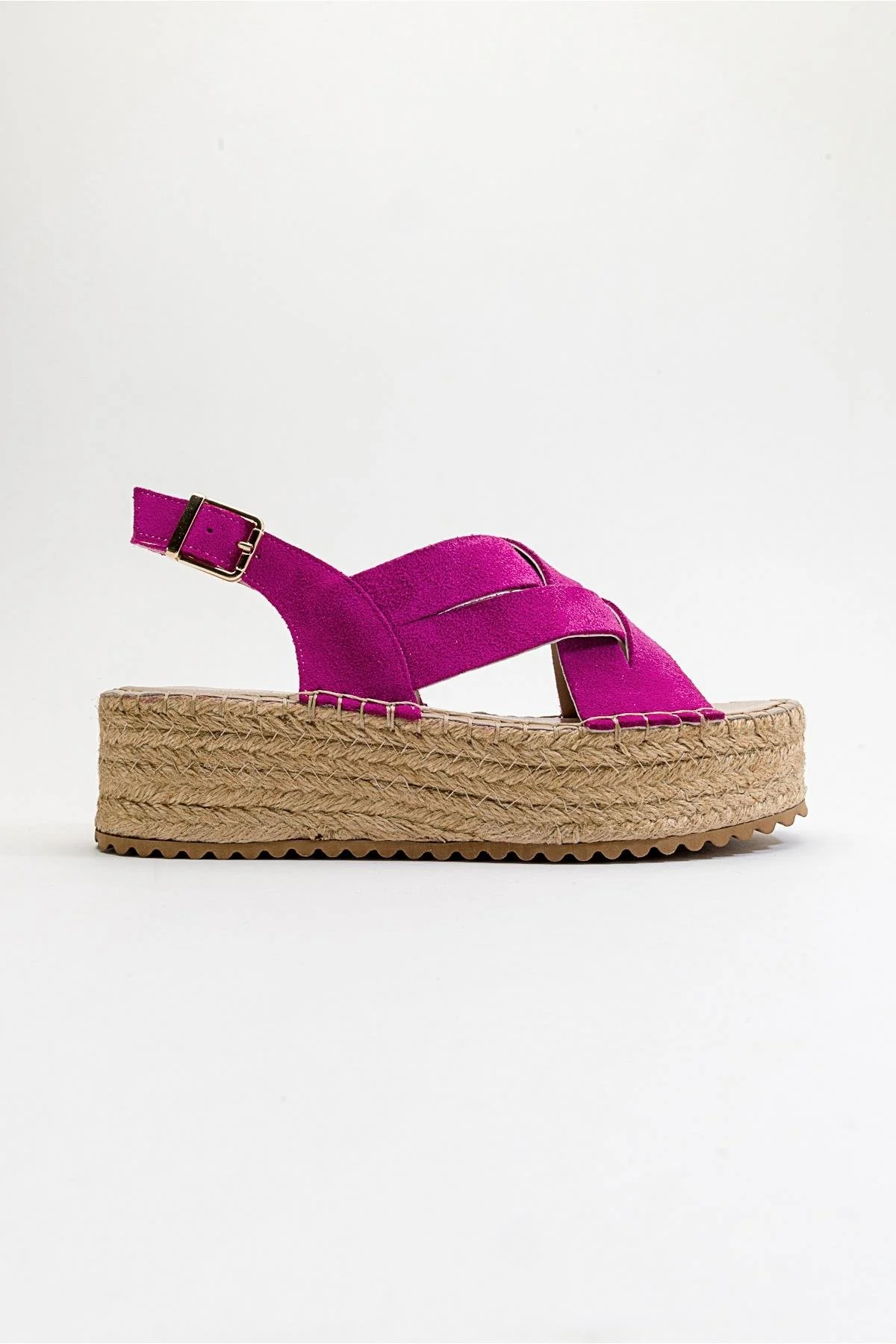Lontano - Fuchsia Suede Leather Platform Sandal (Women) - Image 6