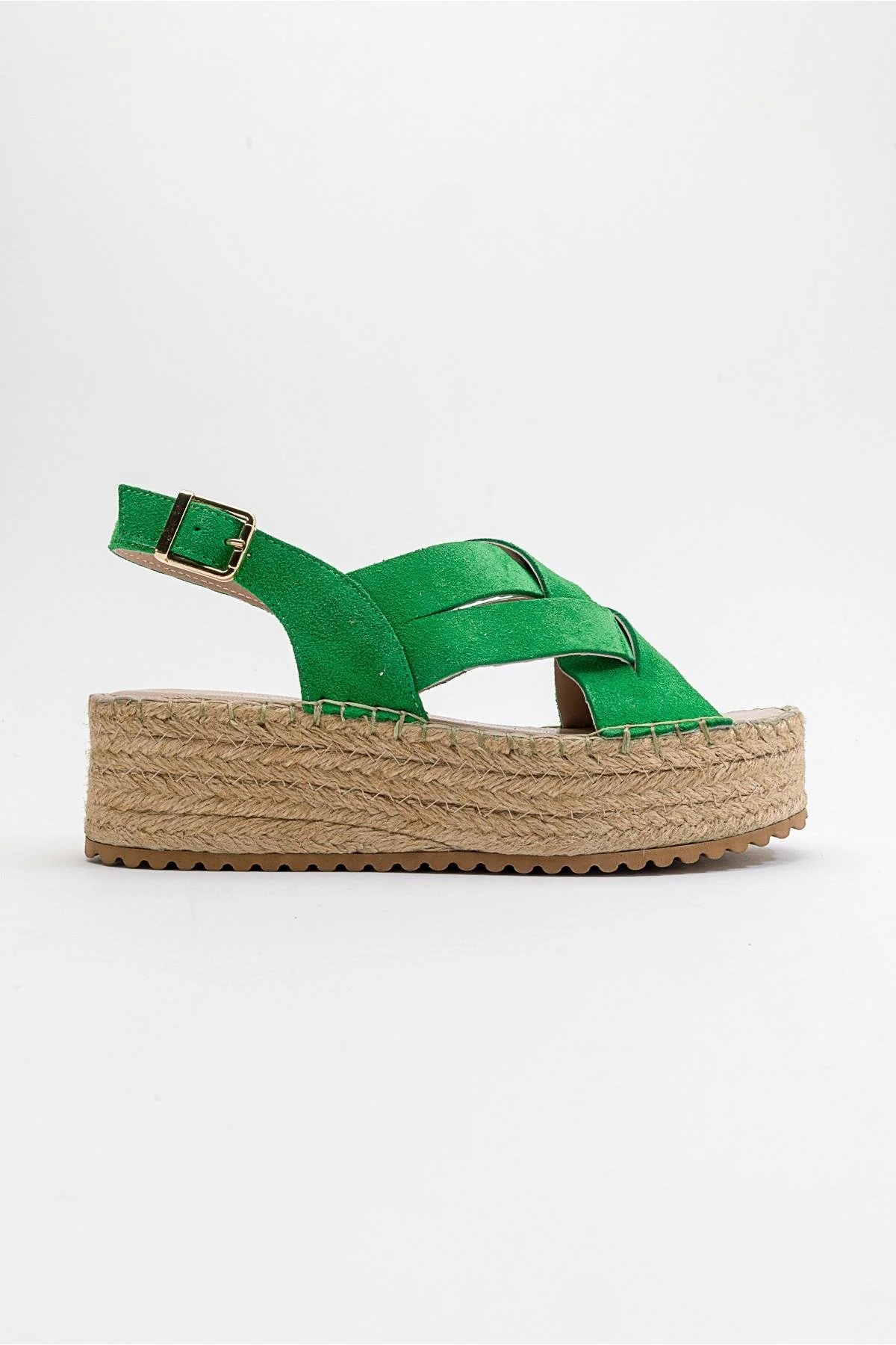 Lontano - Green Suede Leather Platform Sandal (Women) - Image 6