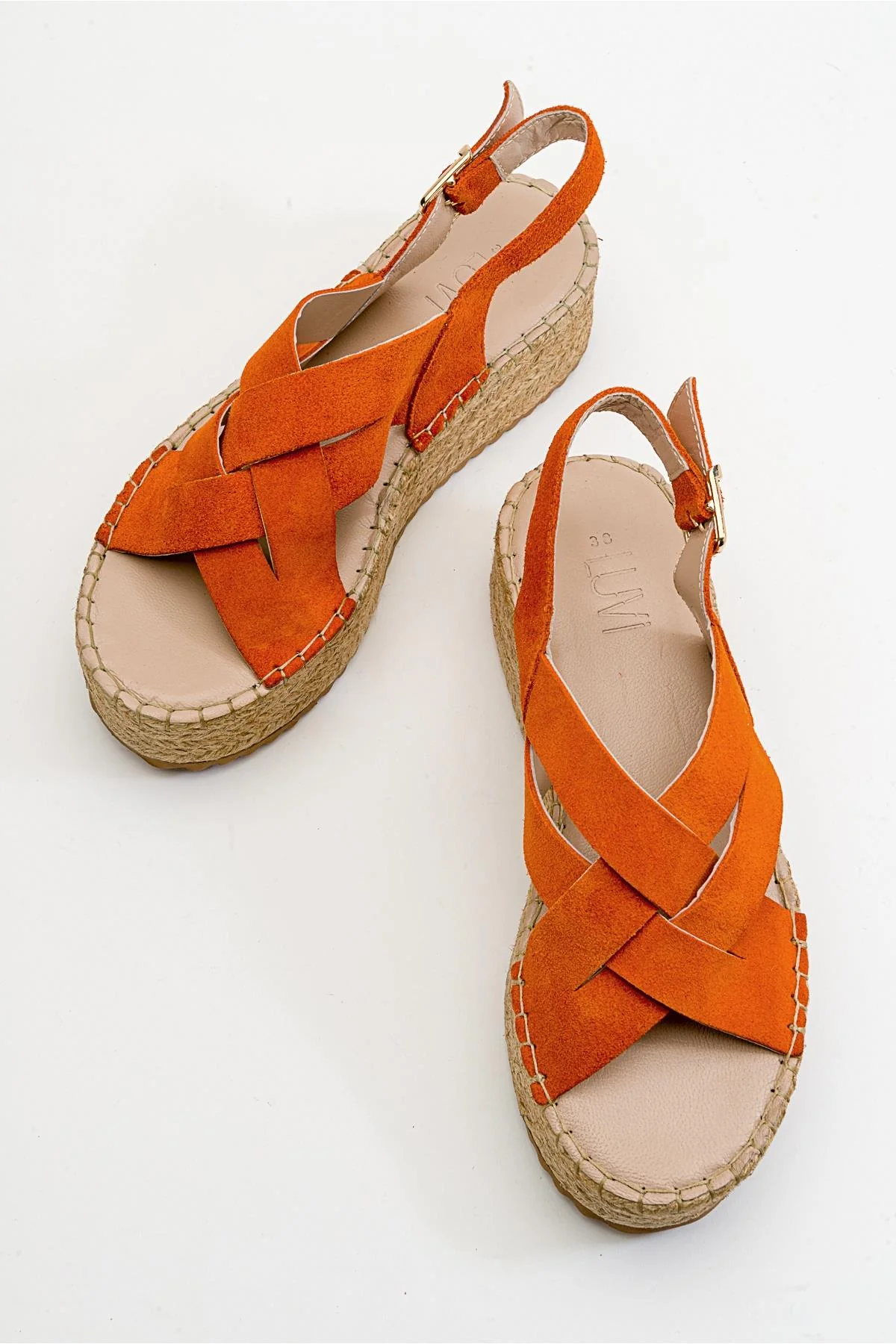 Lontano - Orange Suede Leather Platform Sandal (Women) - Image 4