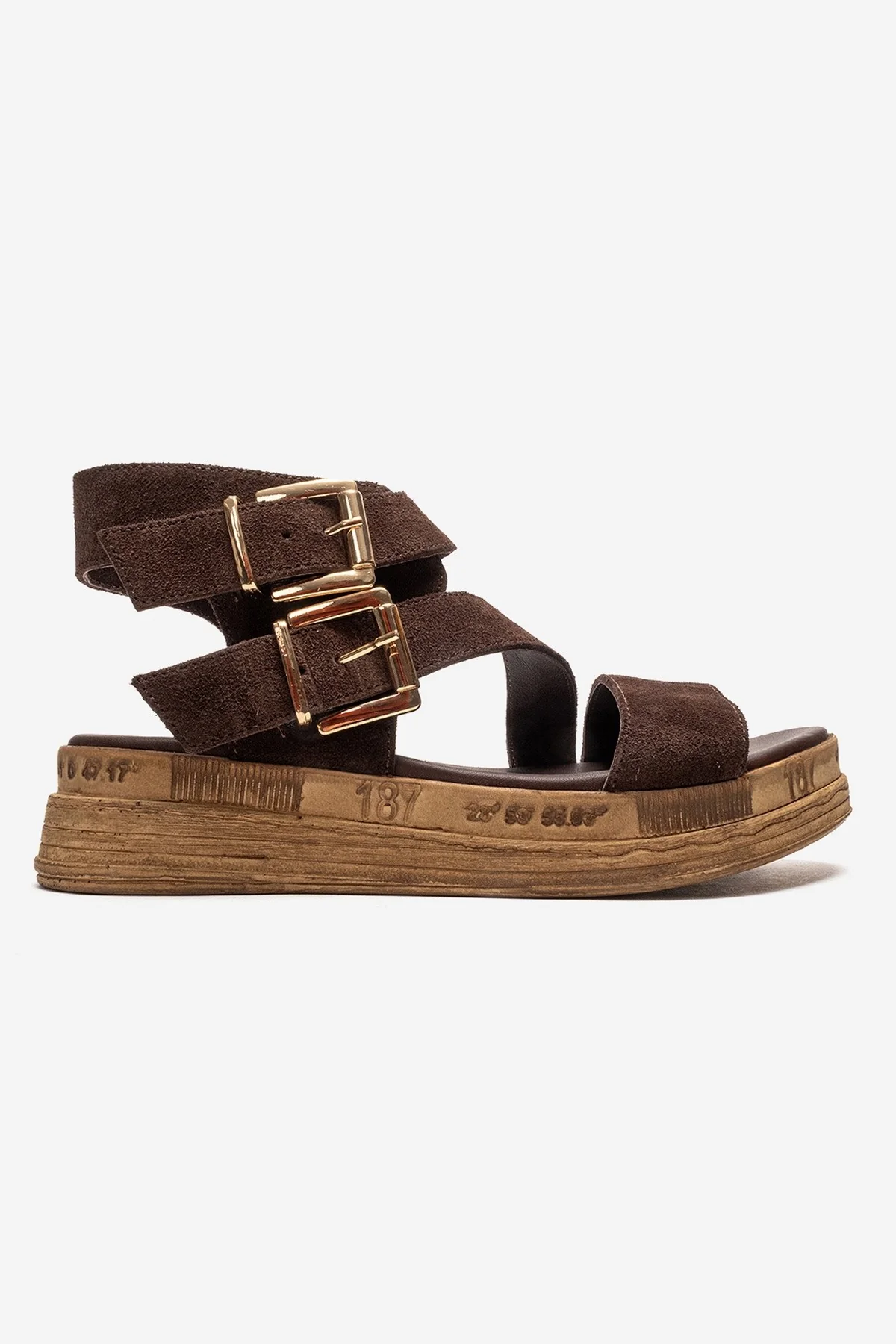 LORENTIS - Brown Genuine Leather Double Buckle Sandal (Women) - Image 4