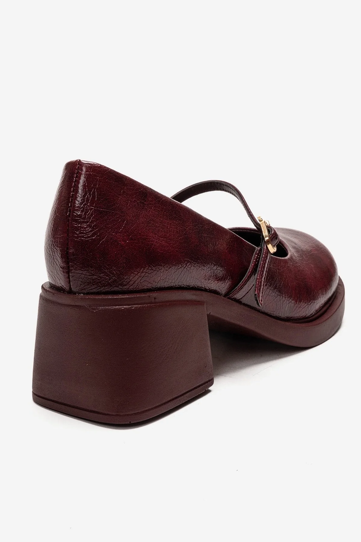 LUANDA - Burgundy Genuine Leather Block Heel Mary Jane (Women) - Image 5