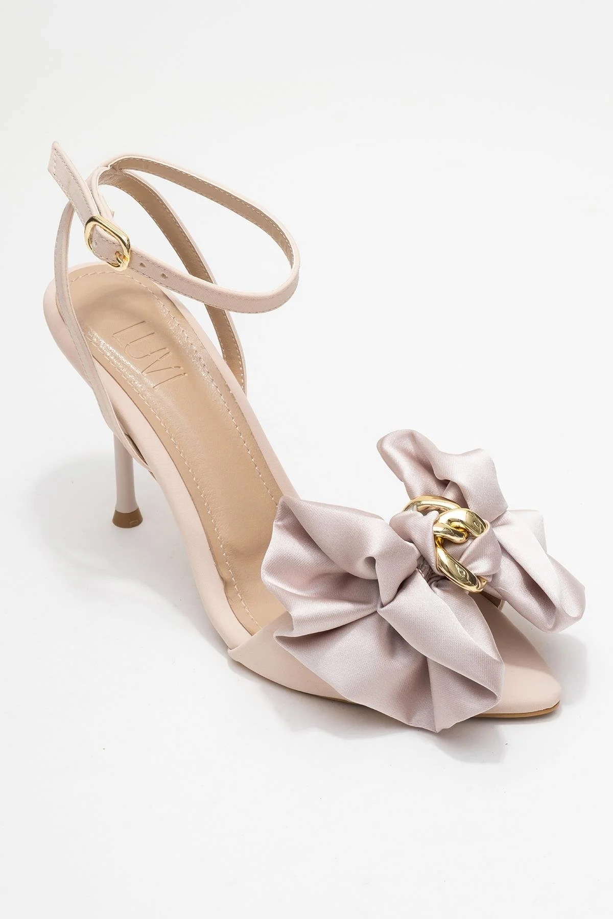 Lucy - Beige Satin Bow Stiletto Pump (Women) - Image 3