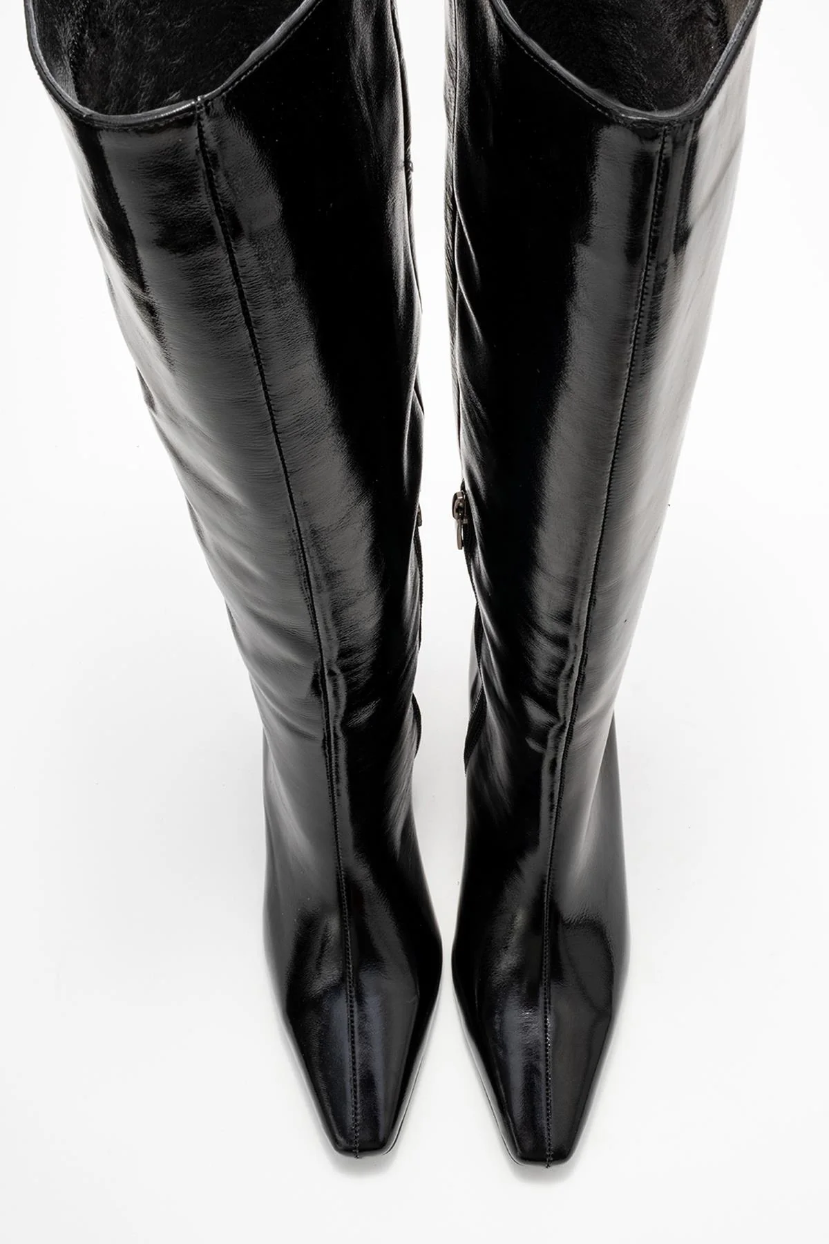 Valencia - Black Patent Genuine Leather Block Heel Boot (Women) - Image 2
