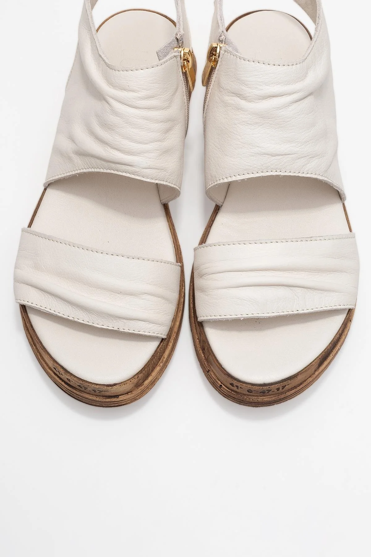 Lunas Cream Leather Side‑Zip Flat Heel Sandal (Women) - Image 2