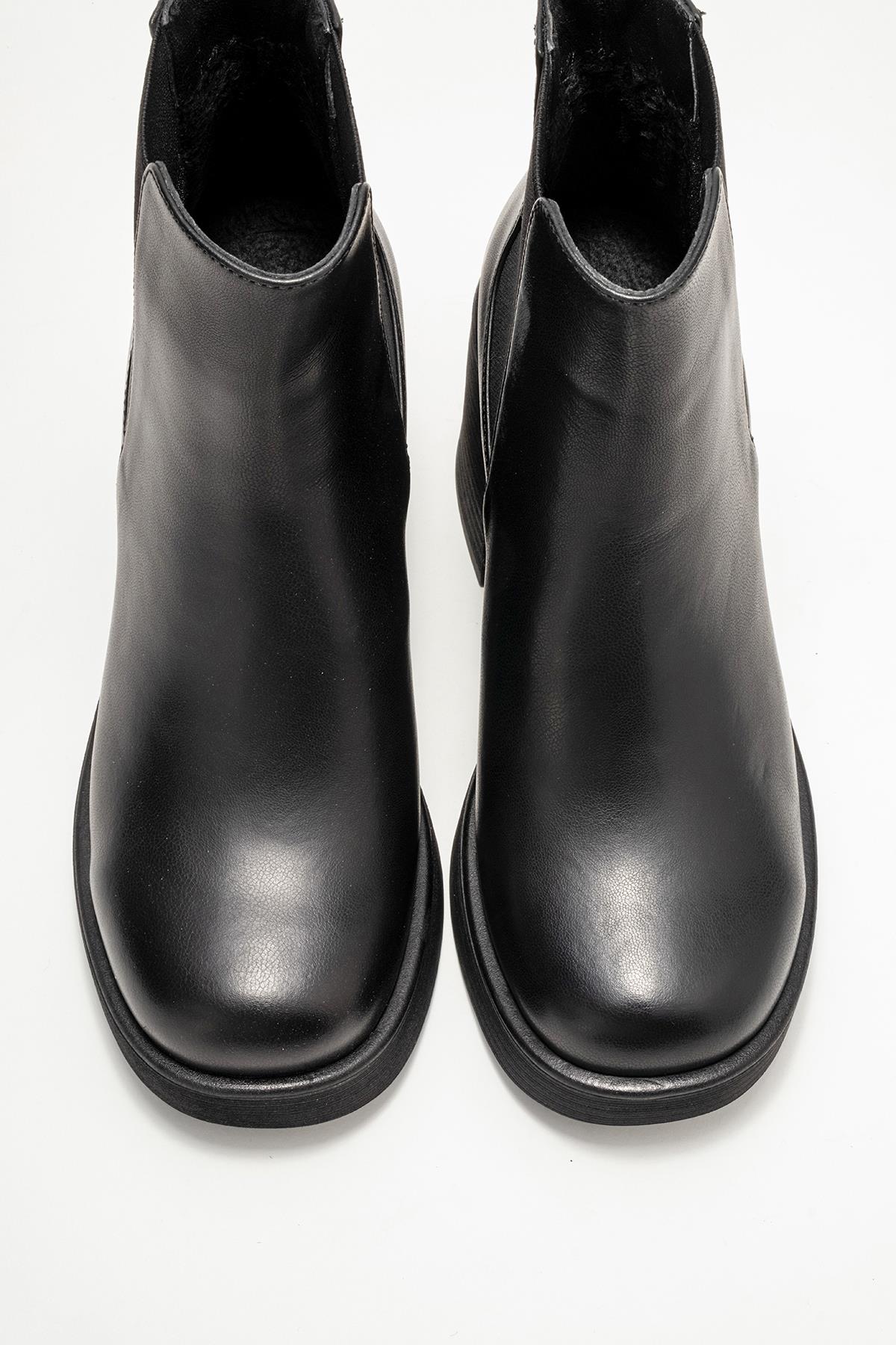 Lysa - Black Genuine Leather Elastic Platform Heel Boot (Women) - Image 2