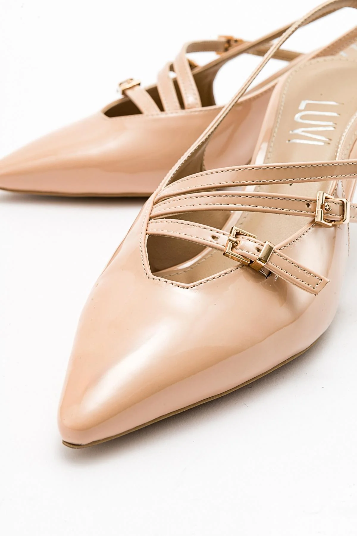 Magra Beige Patent Pointed-Toe Slingback Stiletto (Women) - Image 4