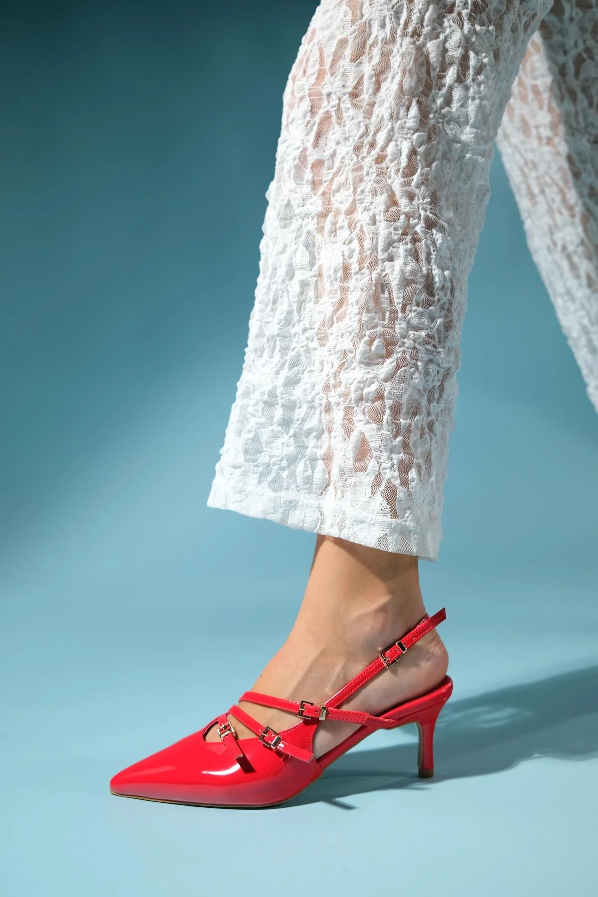 Magra Red Patent Pointed-Toe Slingback Stiletto (Women) - Image 4