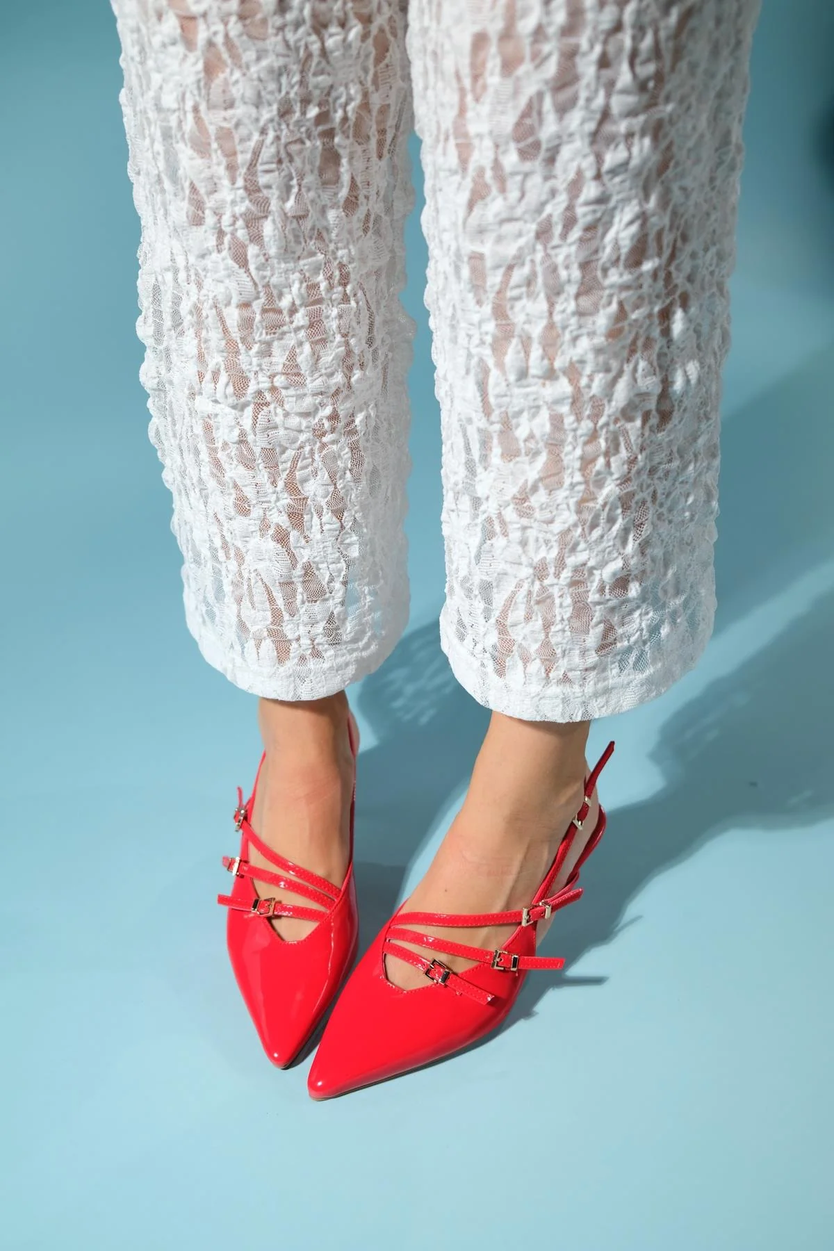Magra Red Patent Pointed-Toe Slingback Stiletto (Women) - Image 6