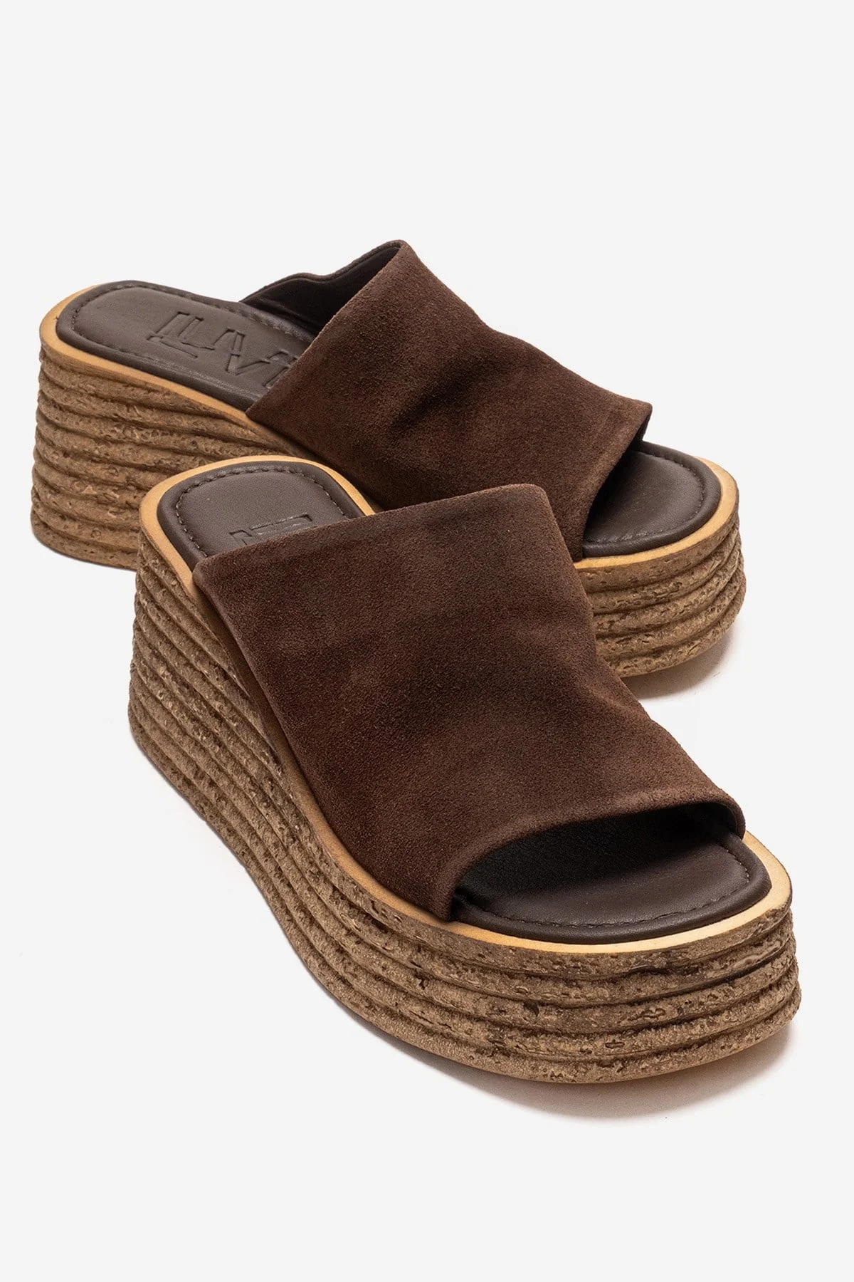 MARC - Cognac Genuine Leather Wedge Heel Slide (Women)