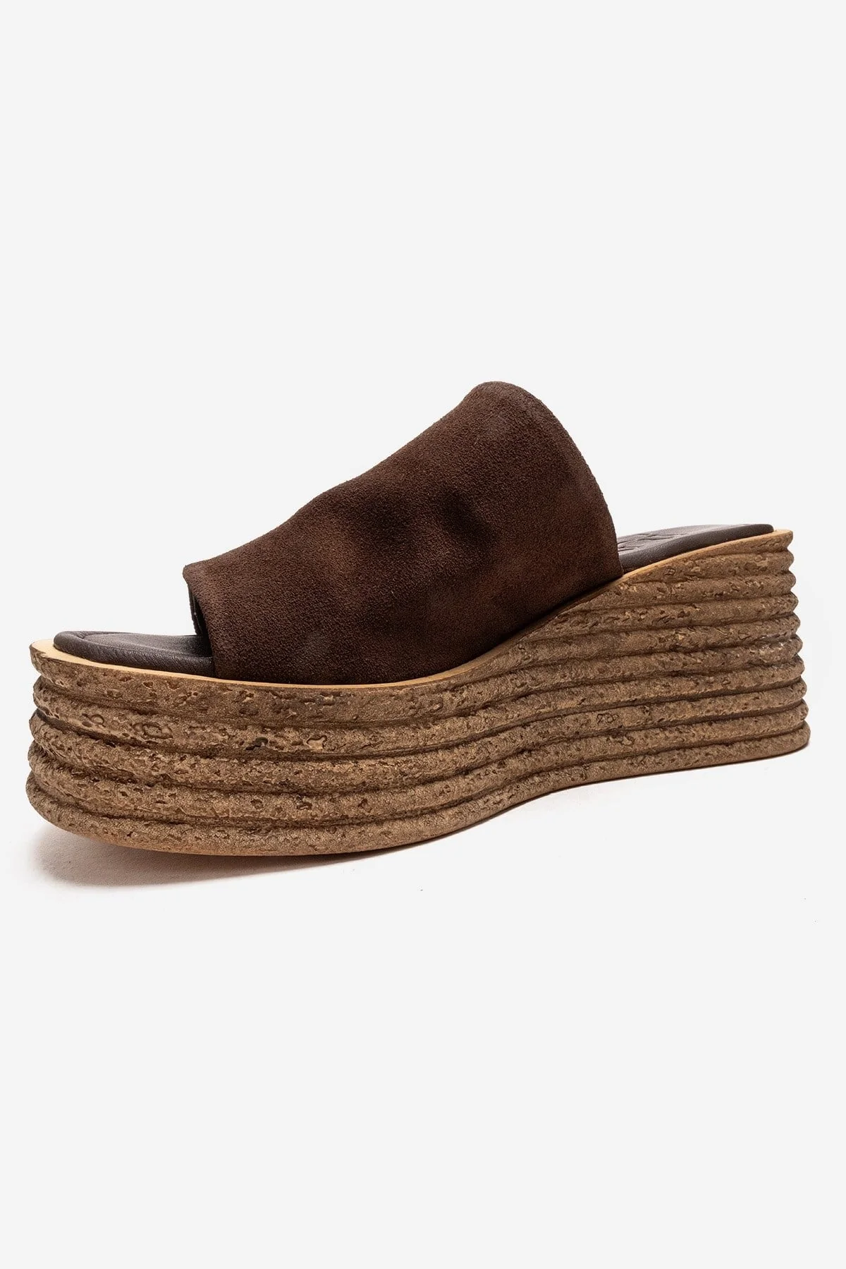 MARC - Cognac Genuine Leather Wedge Heel Slide (Women) - Image 6