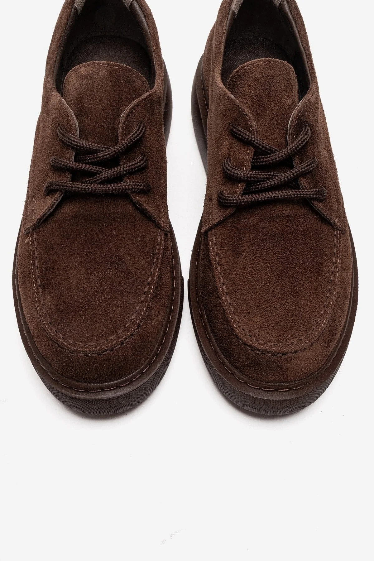 MAREON - Brown Suede Genuine Leather Lace-Up Sneaker (Women) - Image 2