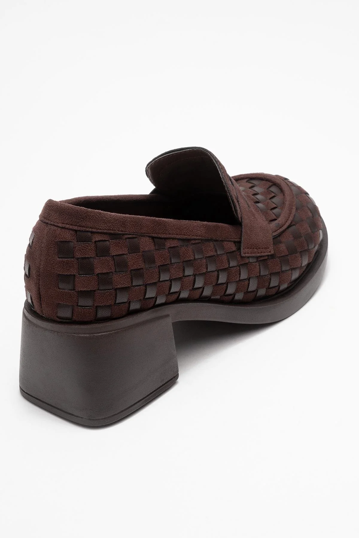 Marlon - Brown Woven Block Heel Shoe (Women) - Image 5