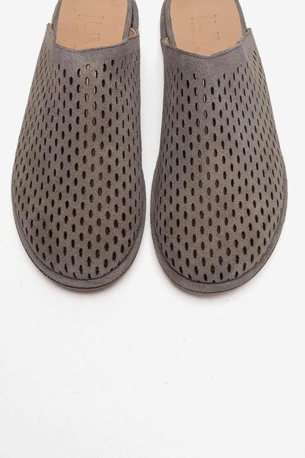 Melara - Gray Genuine Leather (Suede) Perforated Closed-Toe Slide (Women) - Image 2