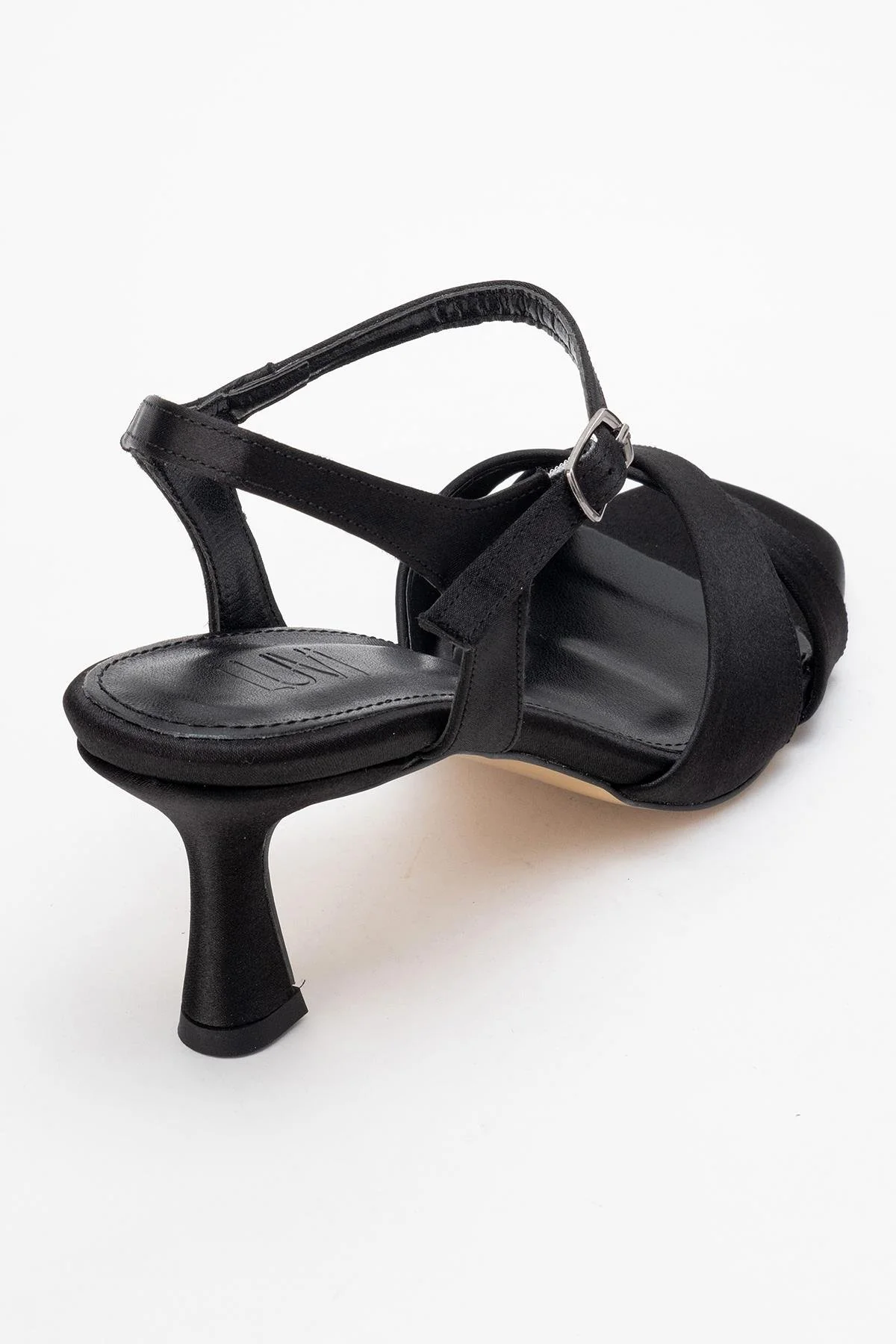 Melin - Black Satin Cross Strap High Heel (Women) - Image 5