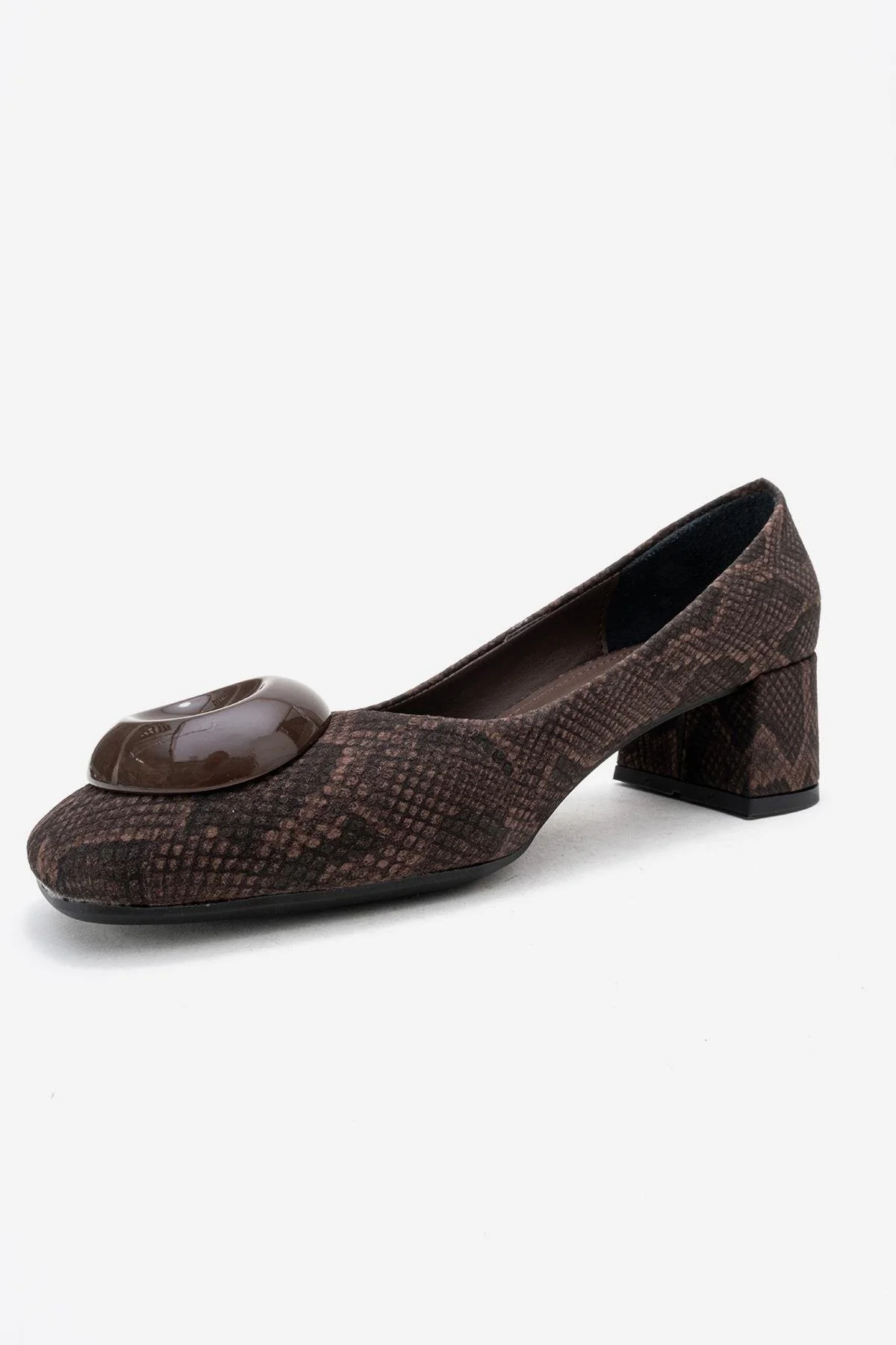MILA - Brown Buckled Square Toe Block Heel Pump (Women) - Image 4