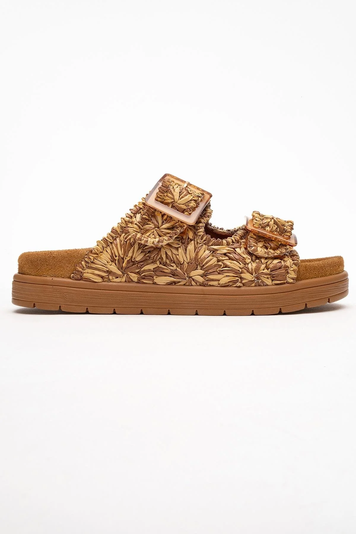 Milana Cognac Brown Leather Double‑Strap Slide (Women) - Image 6