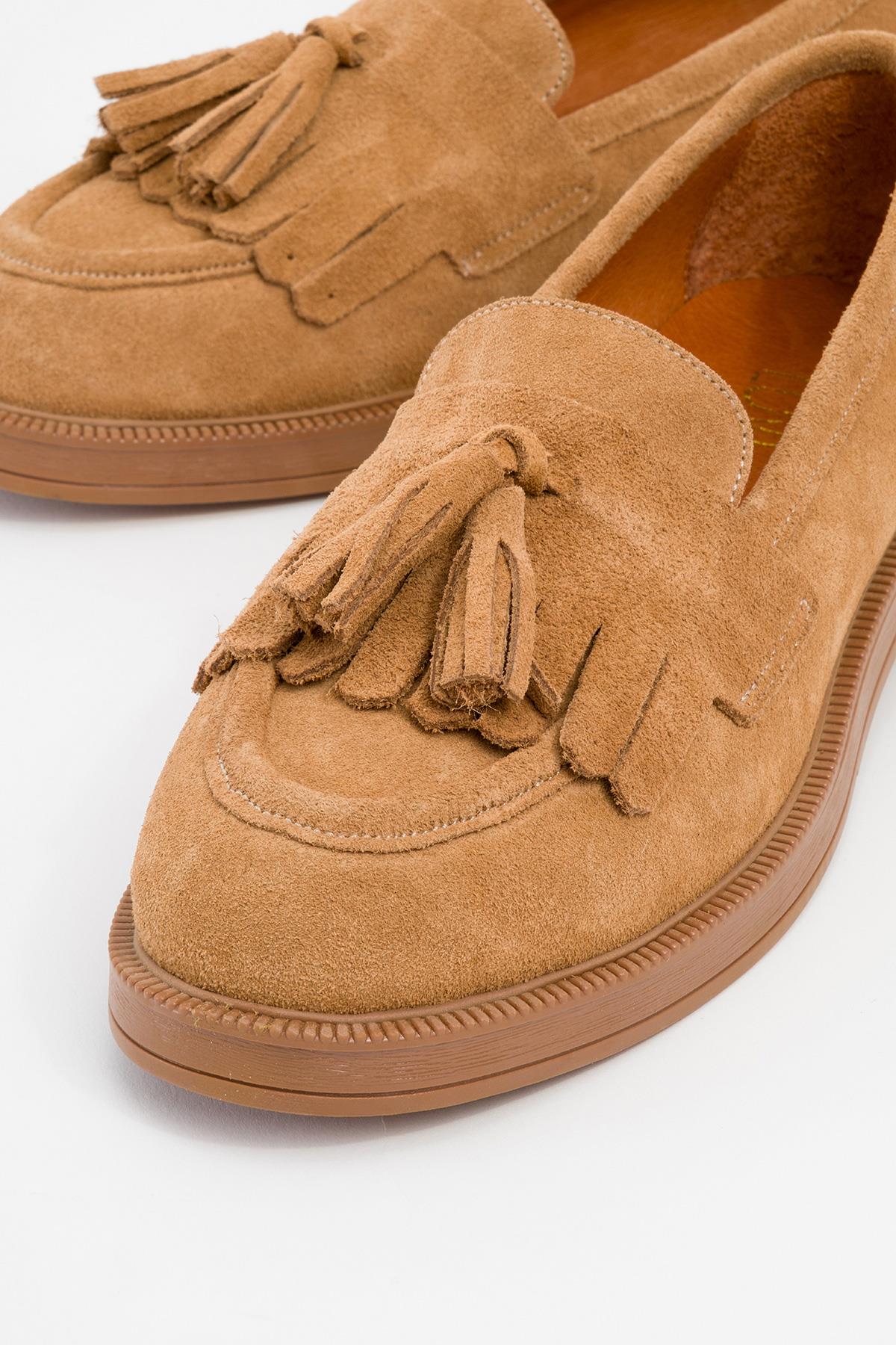 Milly - Cognac Brown Suede Leather Tassel Loafers - Image 3