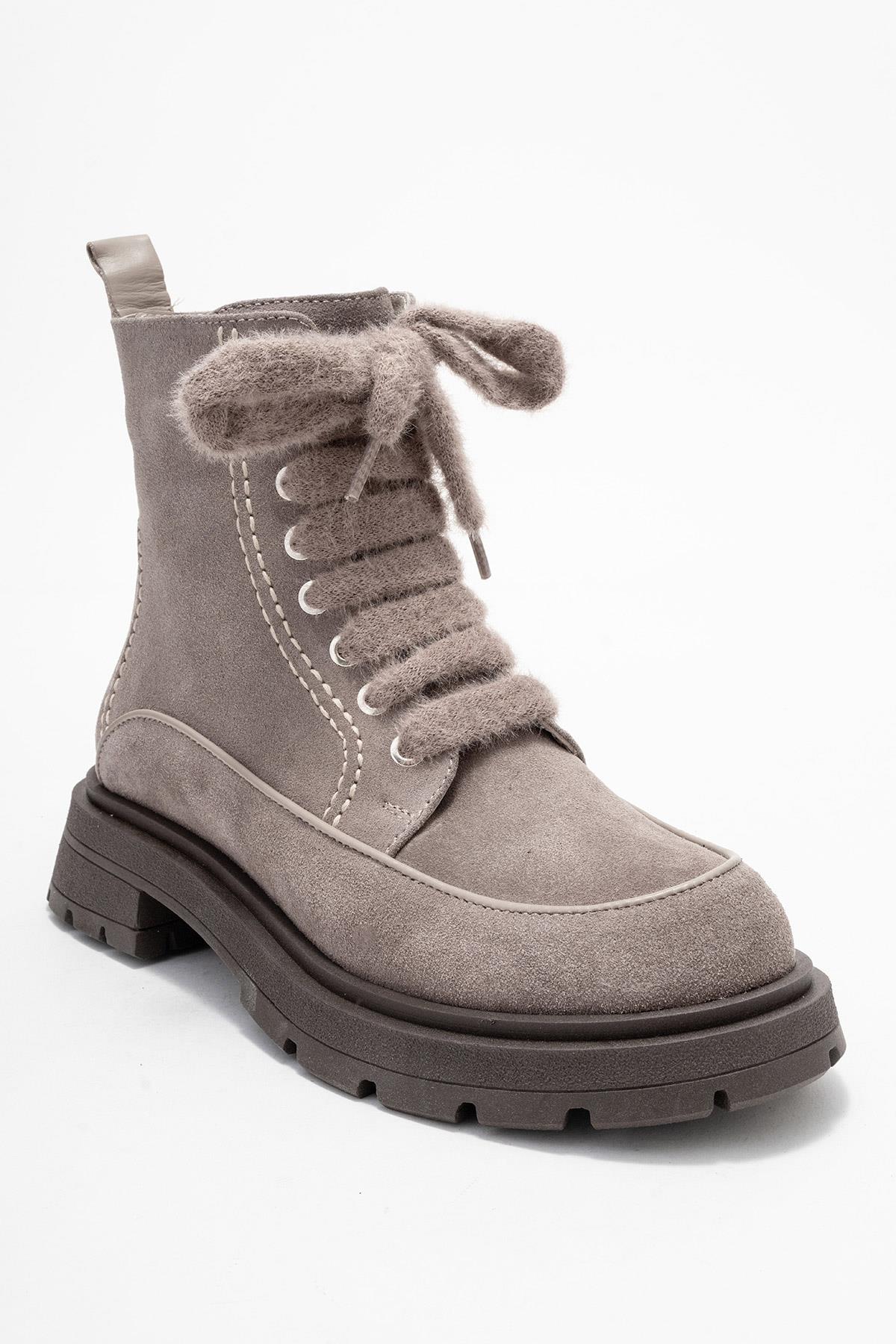 Mina - Taupe Genuine Leather Combat Boot (Women) - Image 3