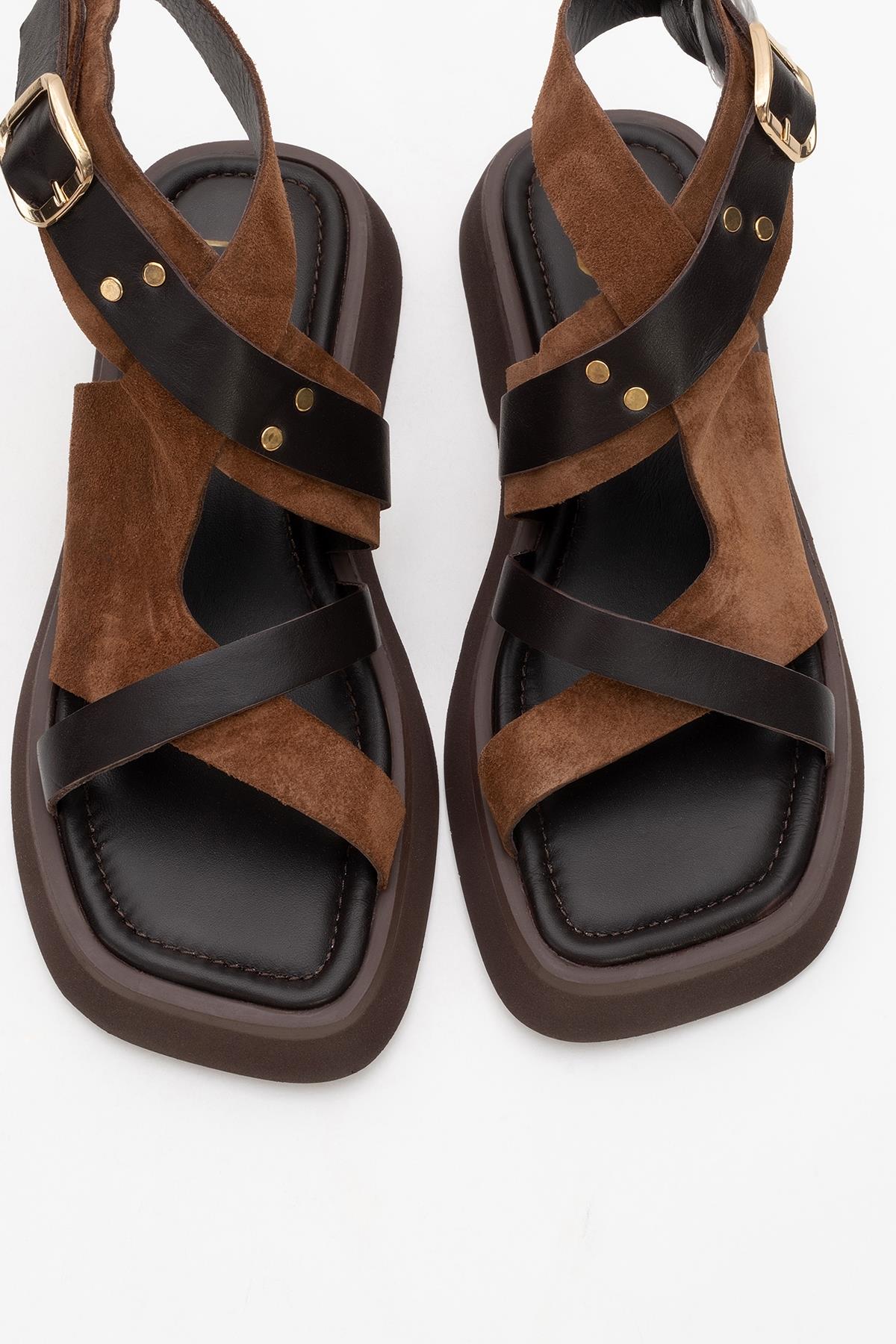 Minnea - Brown Suede Leather Sandal (Women) - Image 2