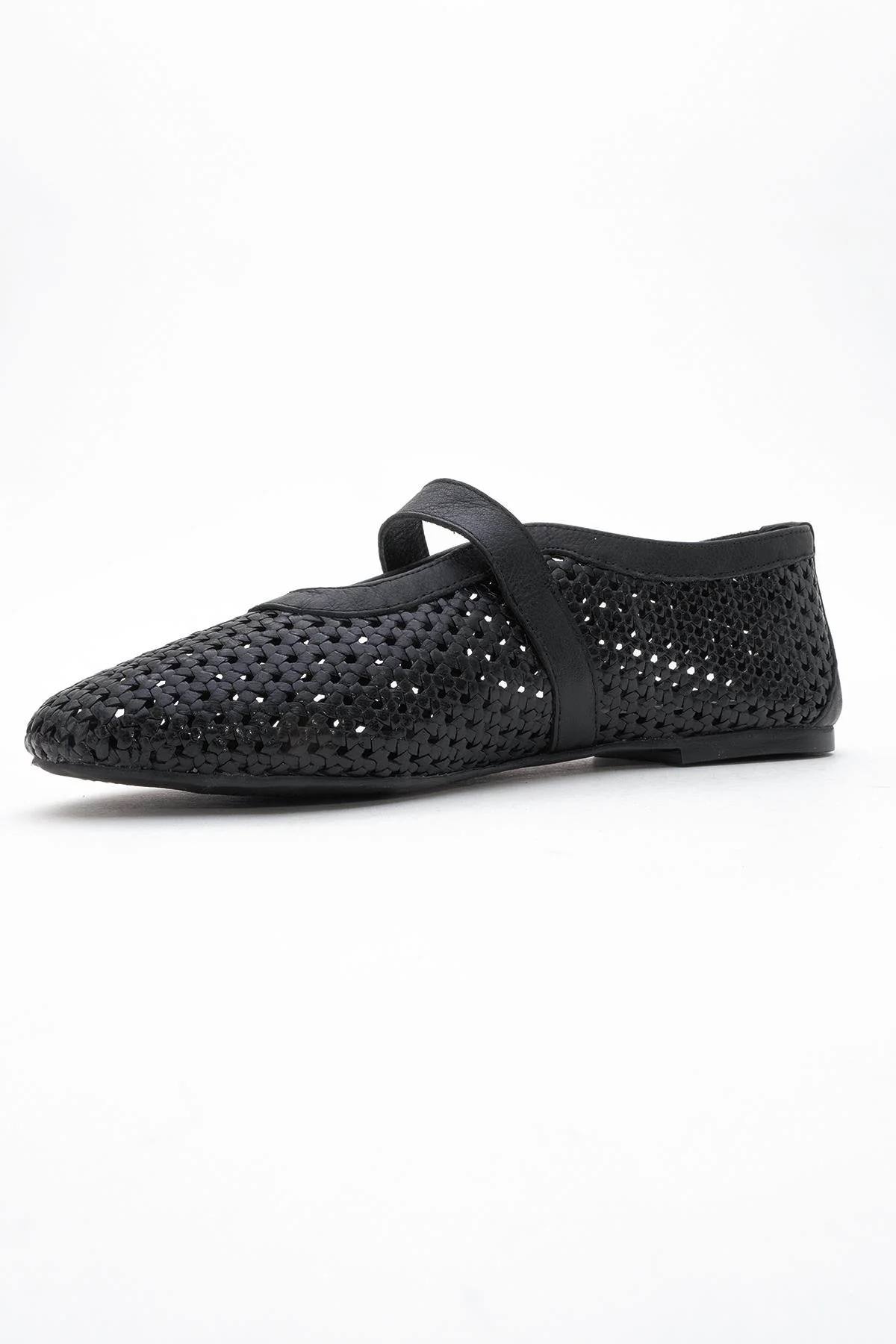 MIRELLA Black Braided Leather Ballet Flats (Women) - Image 4