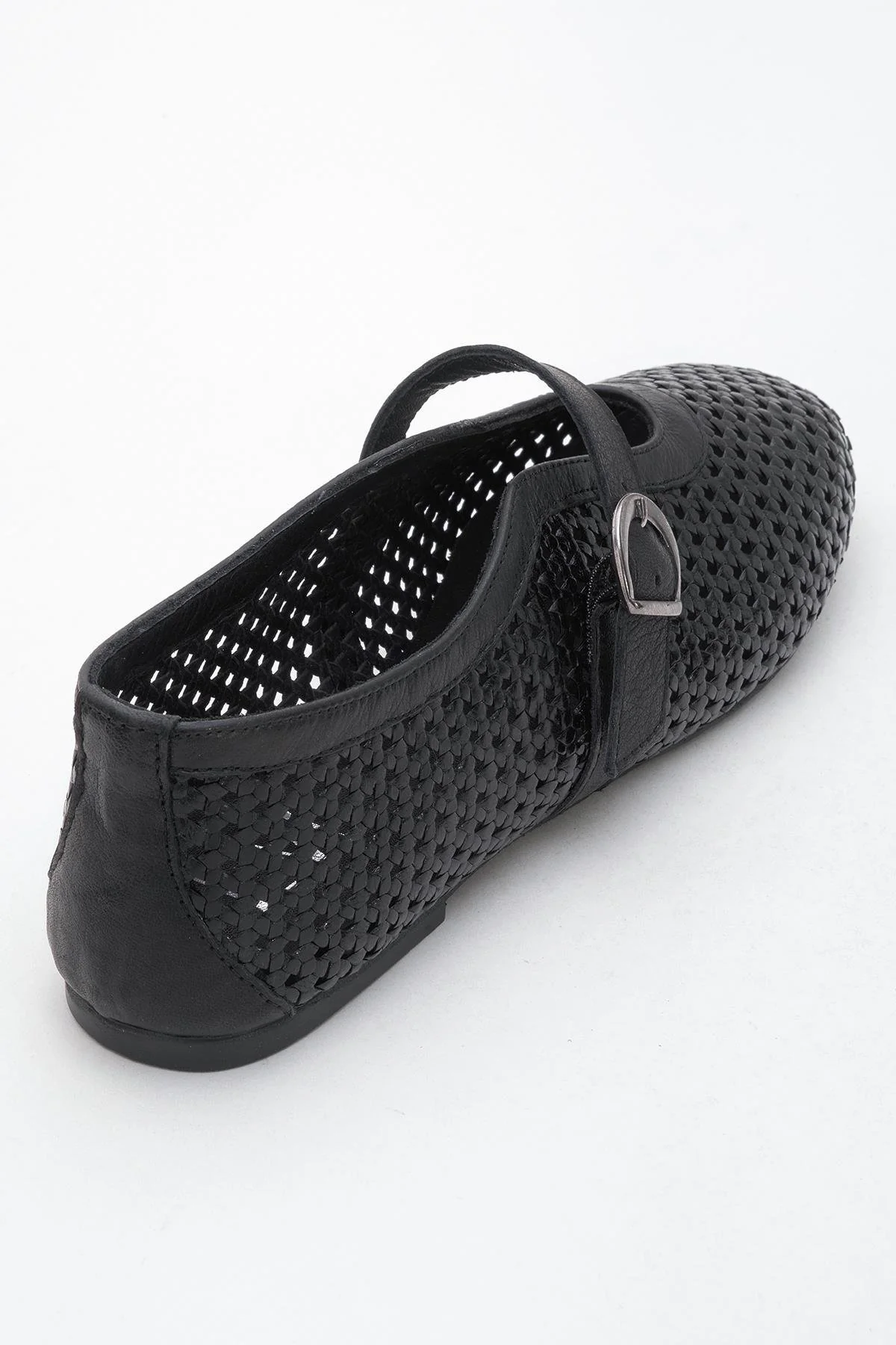 MIRELLA Black Braided Leather Ballet Flats (Women) - Image 5
