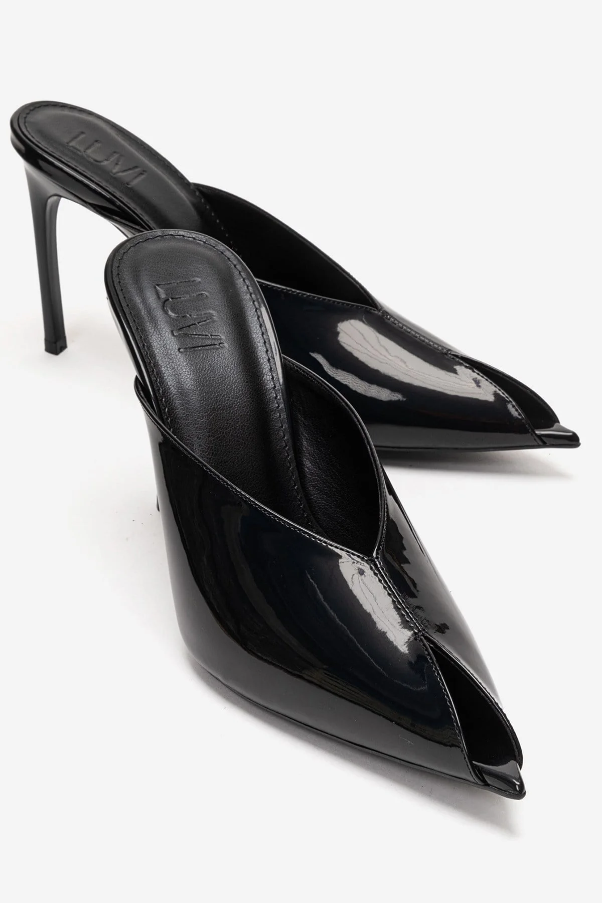 Mirena - Black Genuine Leather Stiletto Mule (Women)