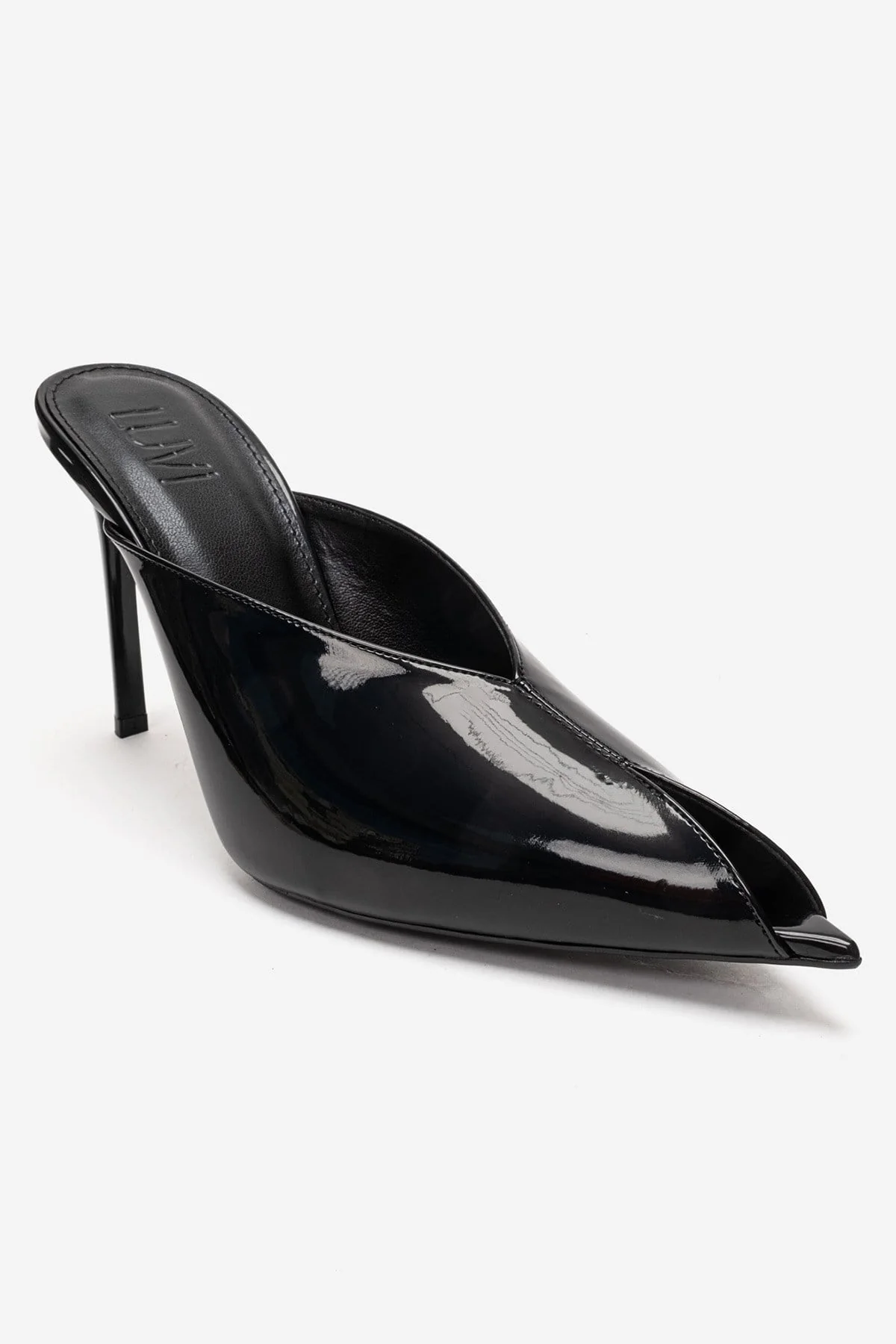 Mirena - Black Genuine Leather Stiletto Mule (Women) - Image 3