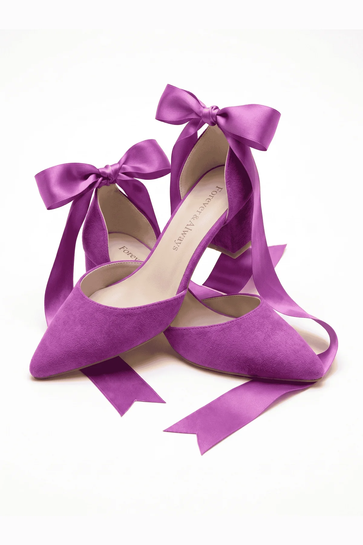 Fiona Fuchsia Suede Bow Ankle Strap Block Heel Pump - Image 5
