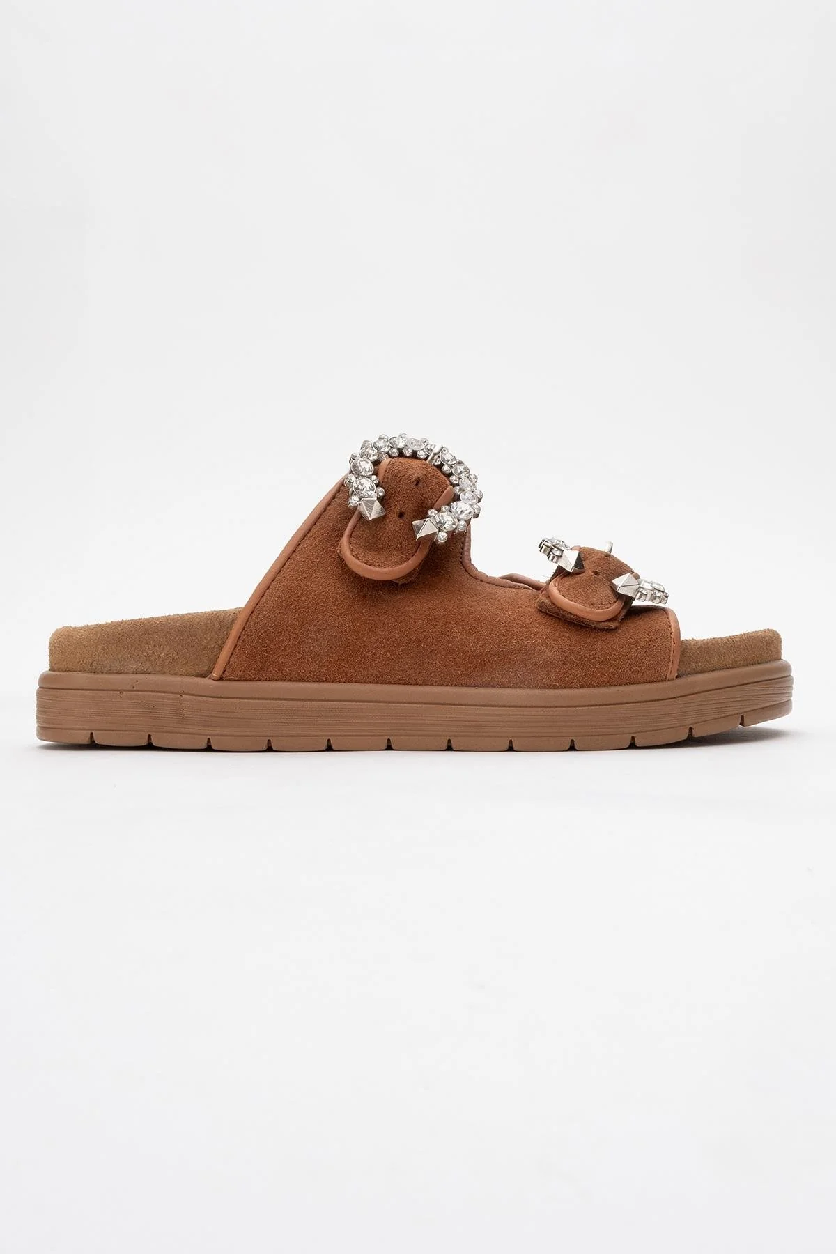 Morelia - Cognac Brown Suede Leather Slide Sandal (Women) - Image 6